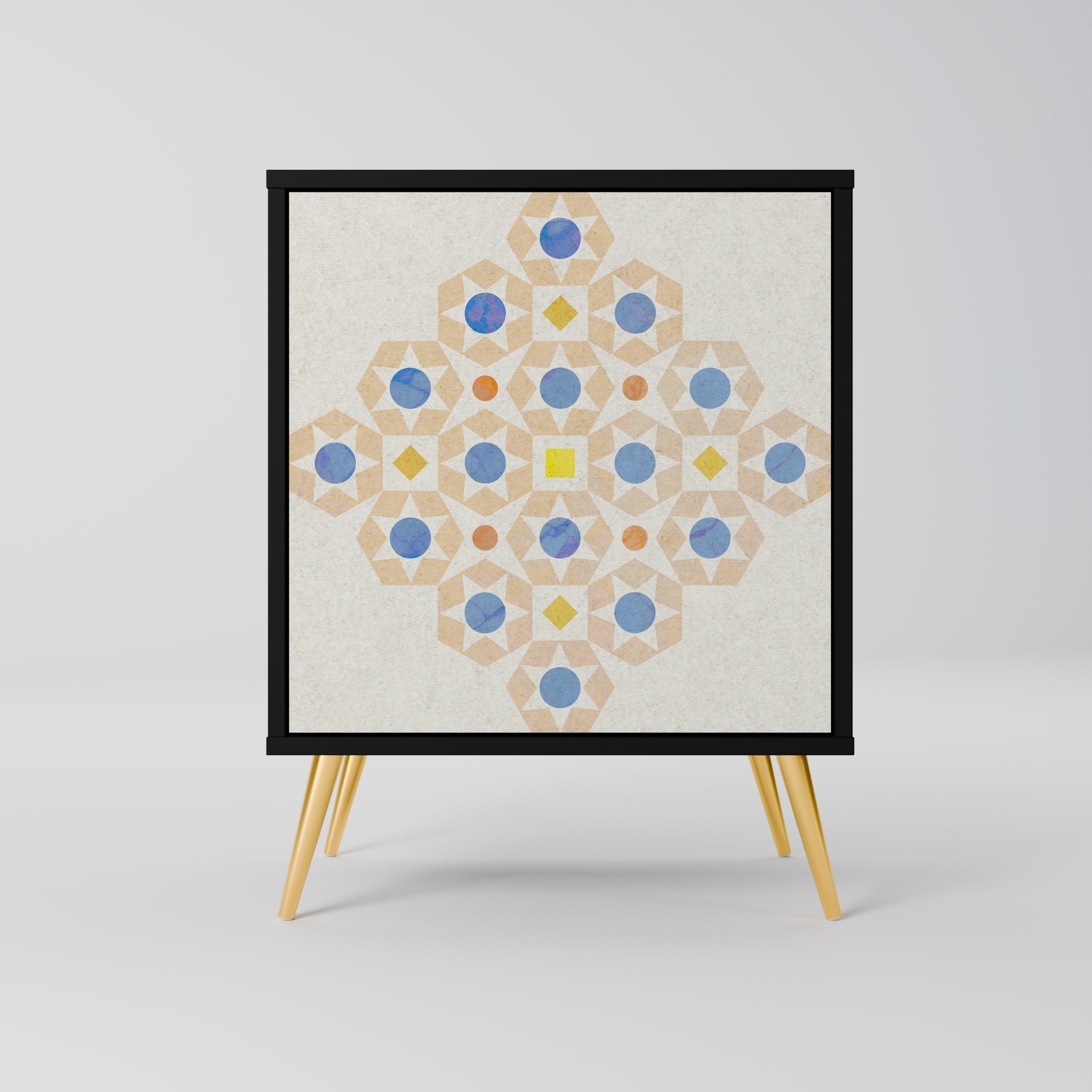 PATTERNED PRISM 1-Door Sideboard in Black Finish