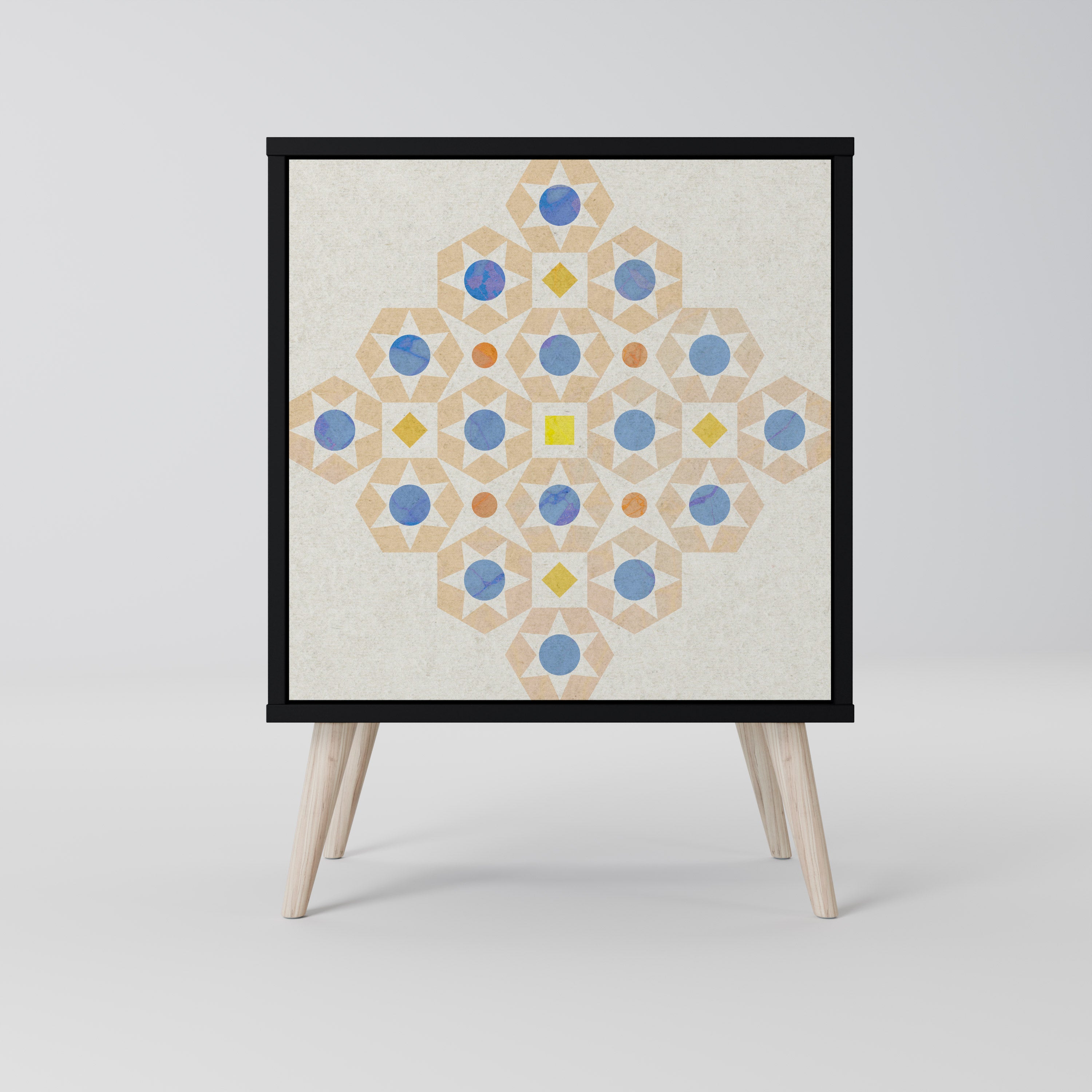 PATTERNED PRISM 1-Door Sideboard in Black Finish