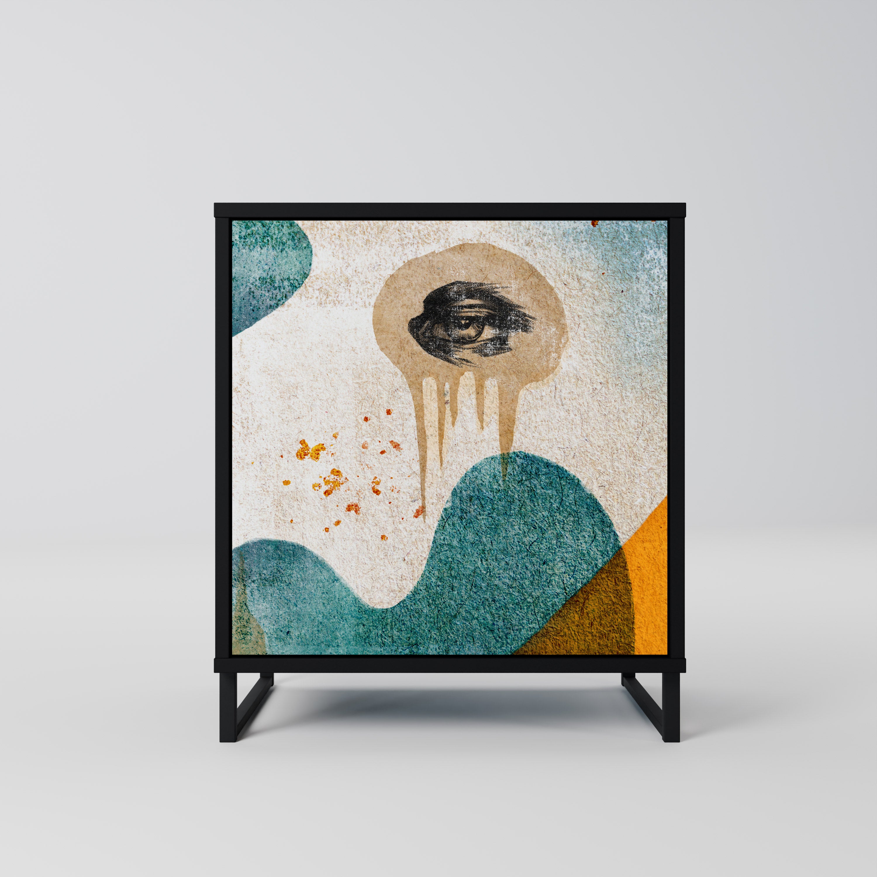 ABSTRACT FACES Sideboard mit 1 Tür in Schwarz