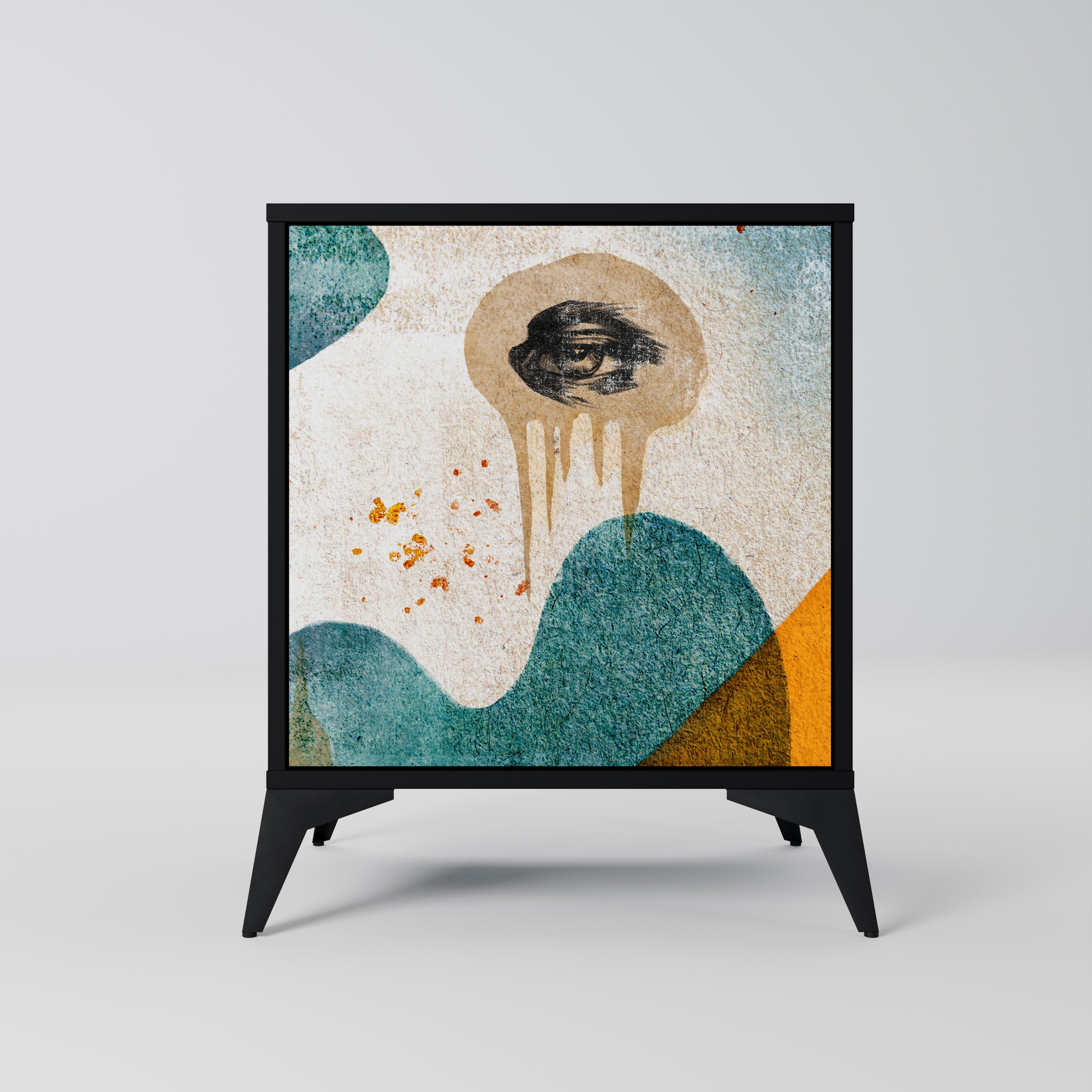 ABSTRACT FACES Sideboard mit 1 Tür in Schwarz