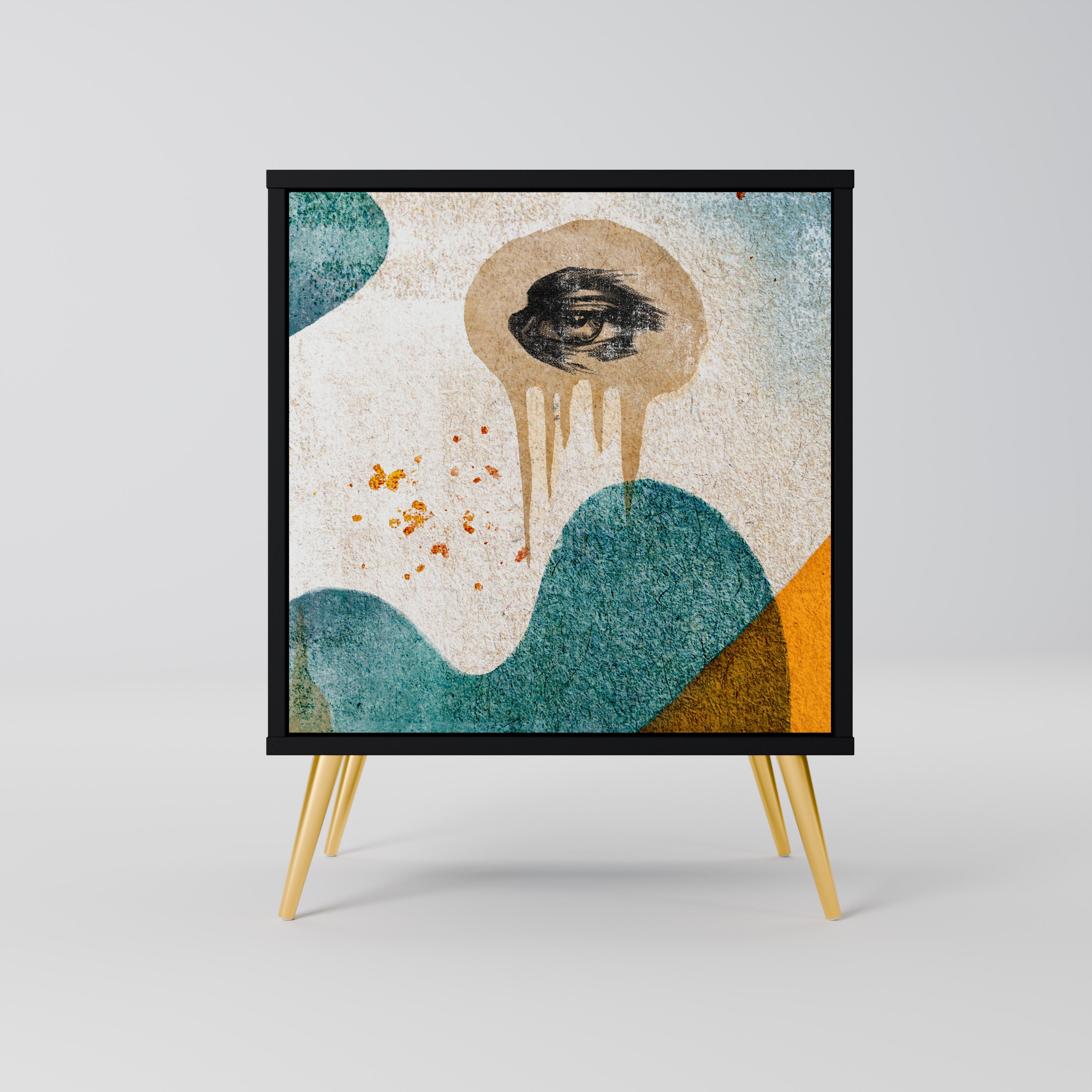 ABSTRACT FACES Sideboard mit 1 Tür in Schwarz