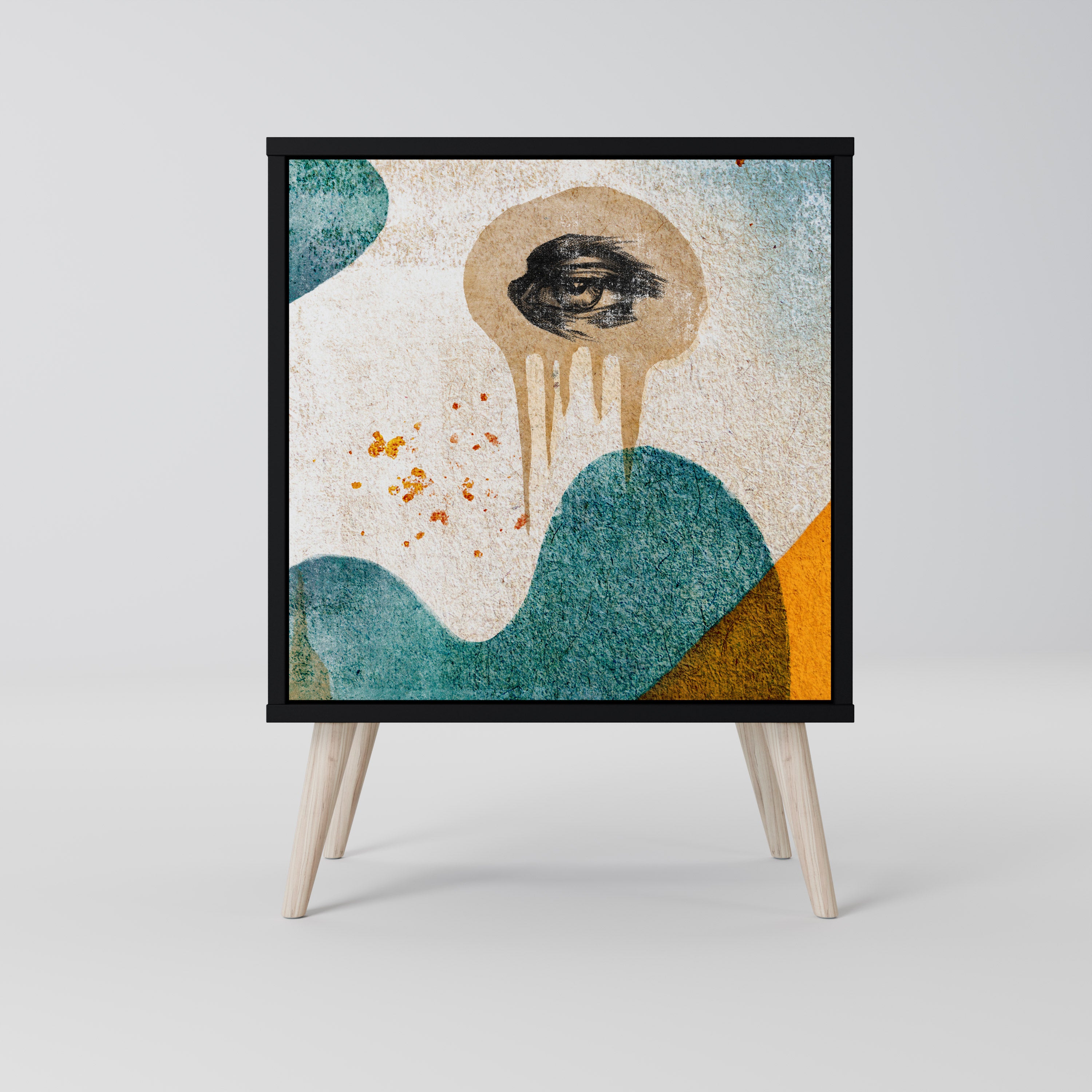 ABSTRACT FACES Sideboard mit 1 Tür in Schwarz