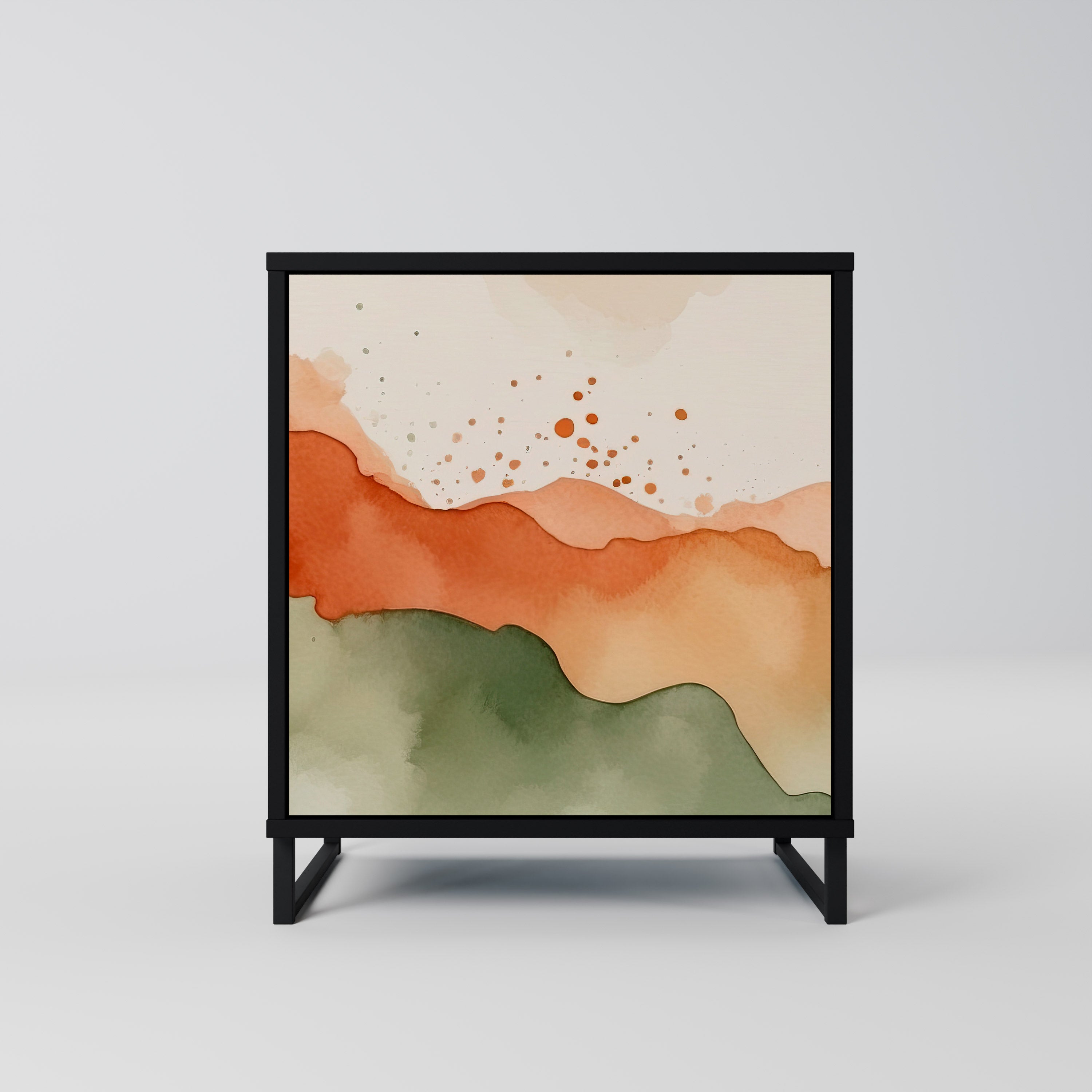 WATERCOLOUR PEAKS 1-Door Sideboard in Black Finish