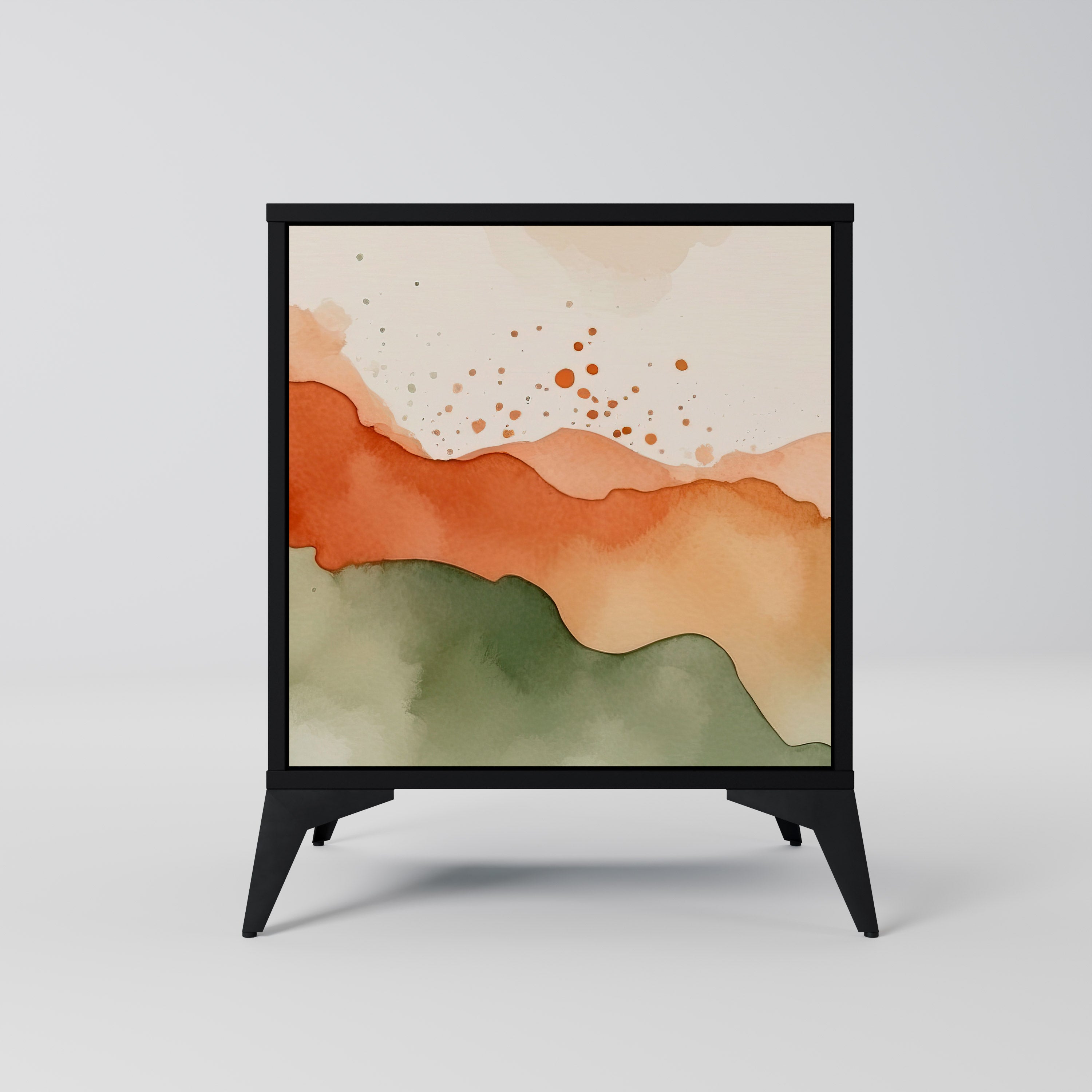 WATERCOLOUR PEAKS 1-Door Sideboard in Black Finish