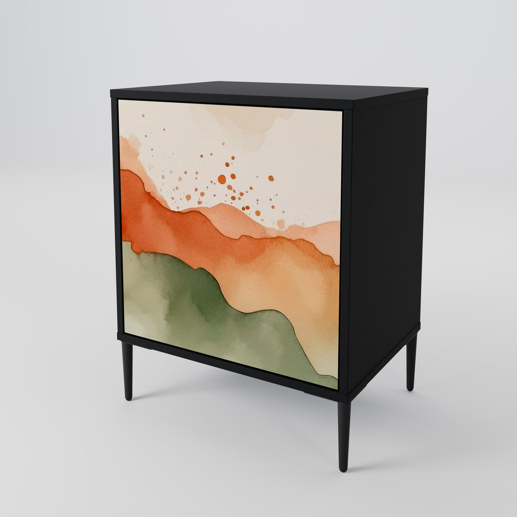 WATERCOLOUR PEAKS 1-Door Sideboard in Black Finish
