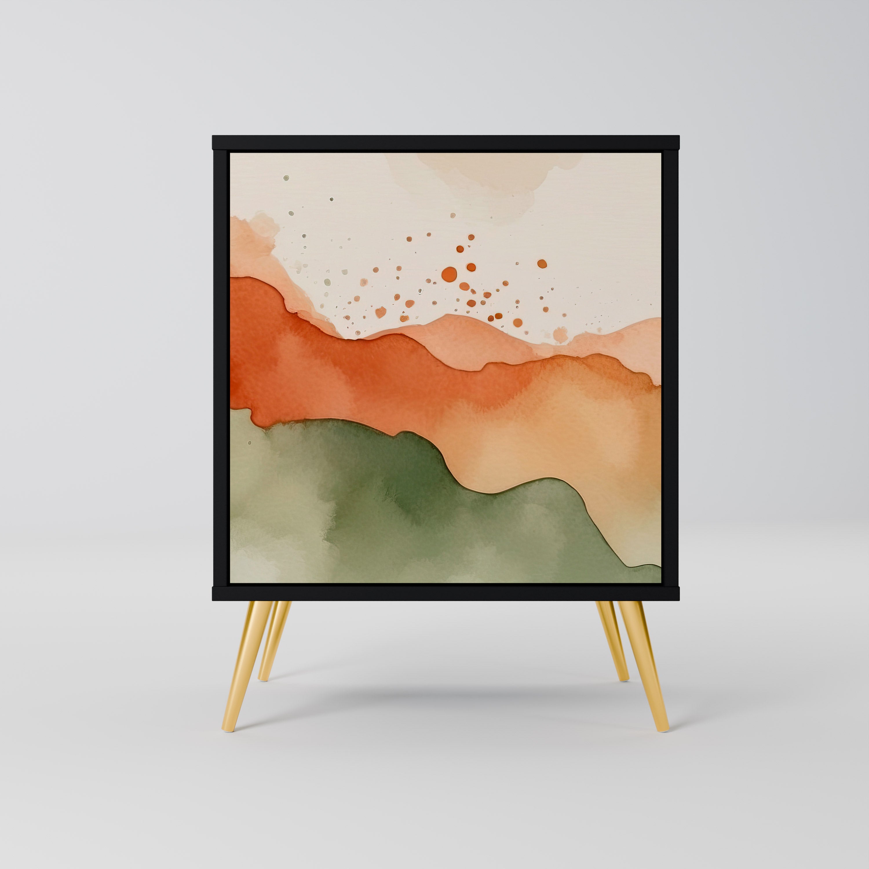 WATERCOLOUR PEAKS 1-Door Sideboard in Black Finish