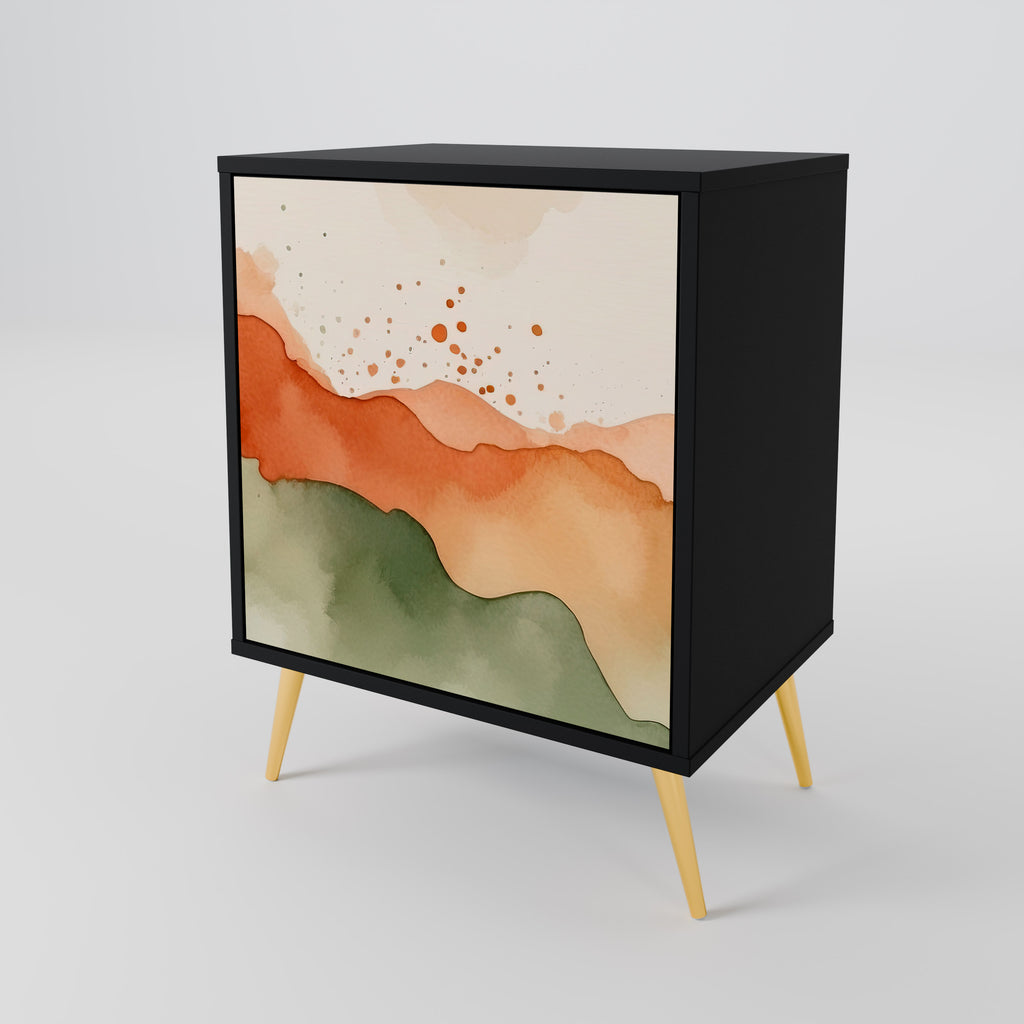 WATERCOLOUR PEAKS 1-Door Sideboard in Black Finish