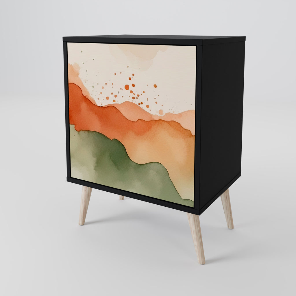 WATERCOLOUR PEAKS 1-Door Sideboard in Black Finish