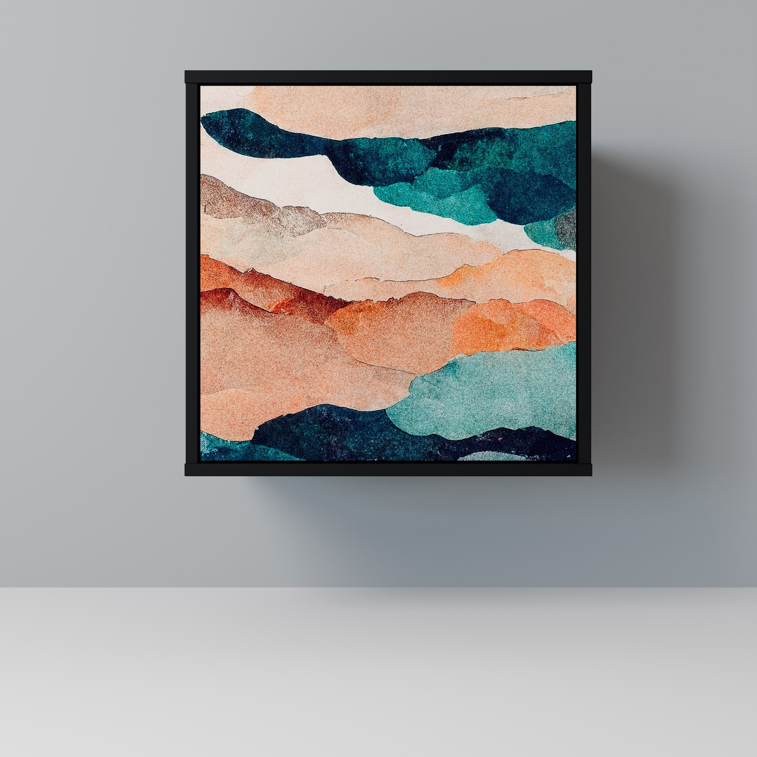 ABSTRACT LANDSCAPE Sideboard mit 1 Tür in Schwarz