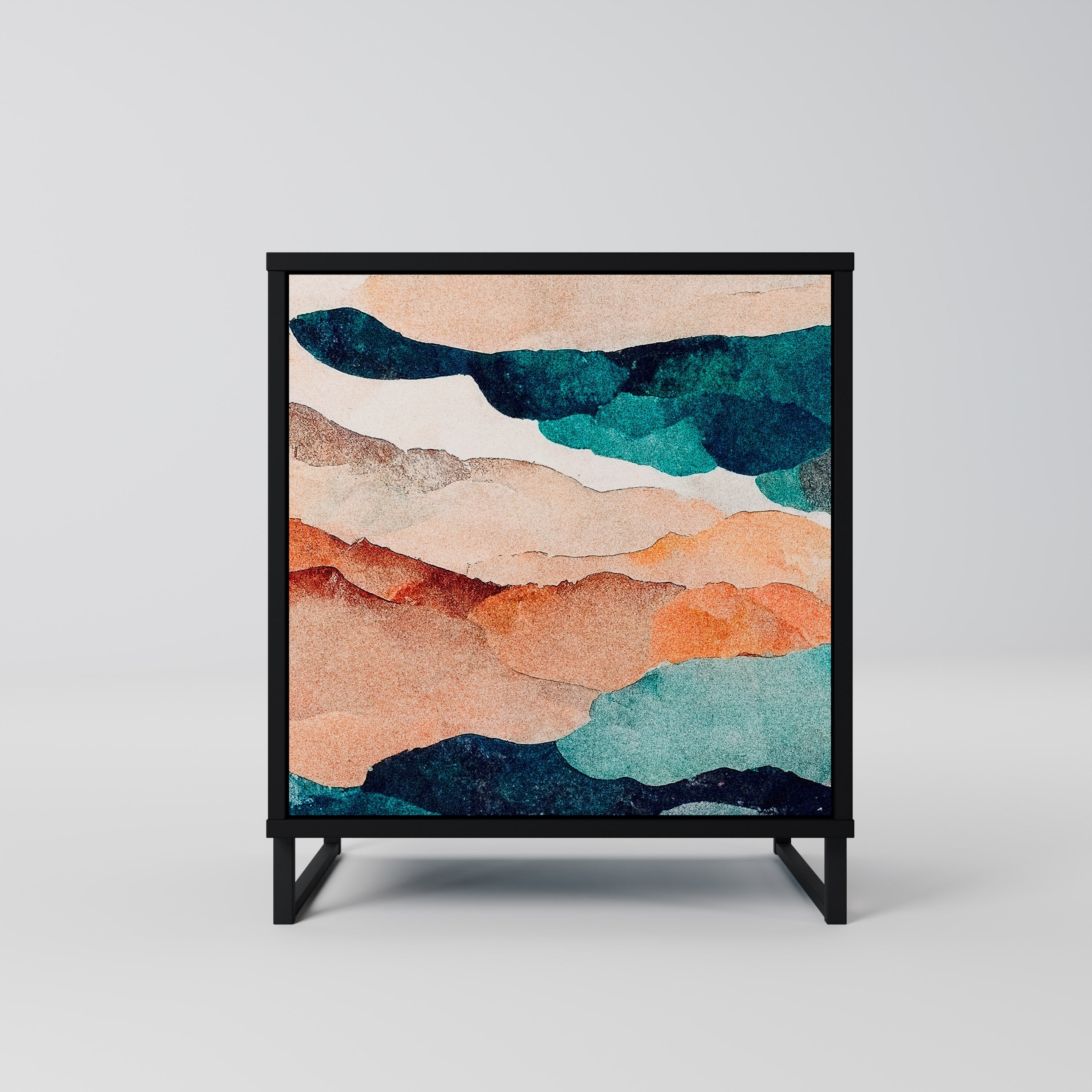ABSTRACT LANDSCAPE Sideboard mit 1 Tür in Schwarz