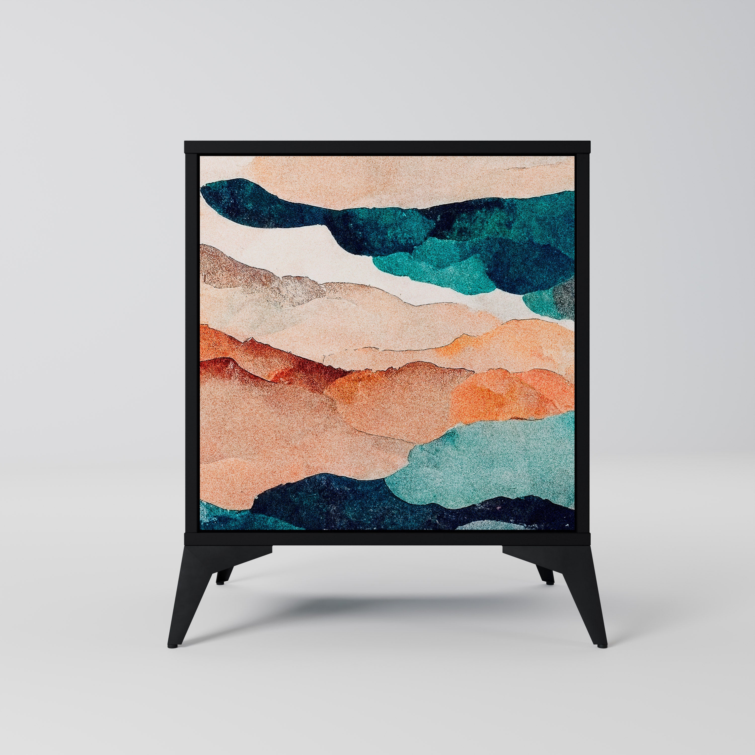 ABSTRACT LANDSCAPE Sideboard mit 1 Tür in Schwarz