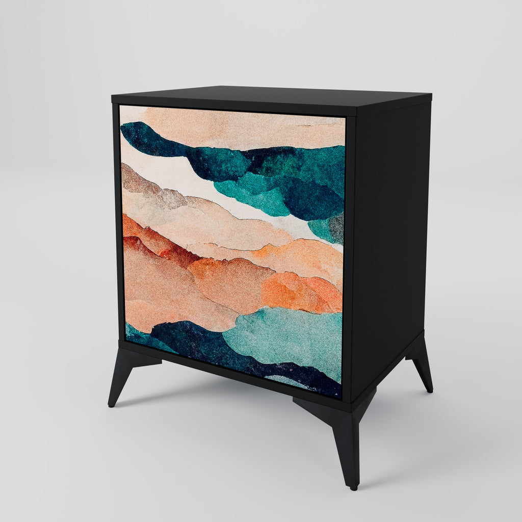 ABSTRACT LANDSCAPE Sideboard mit 1 Tür in Schwarz