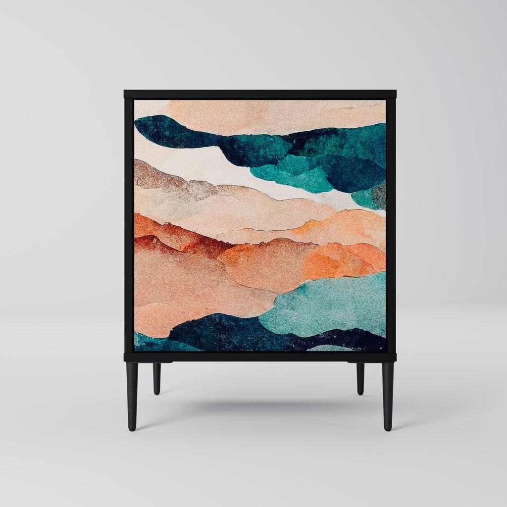 ABSTRACT LANDSCAPE Sideboard mit 1 Tür in Schwarz