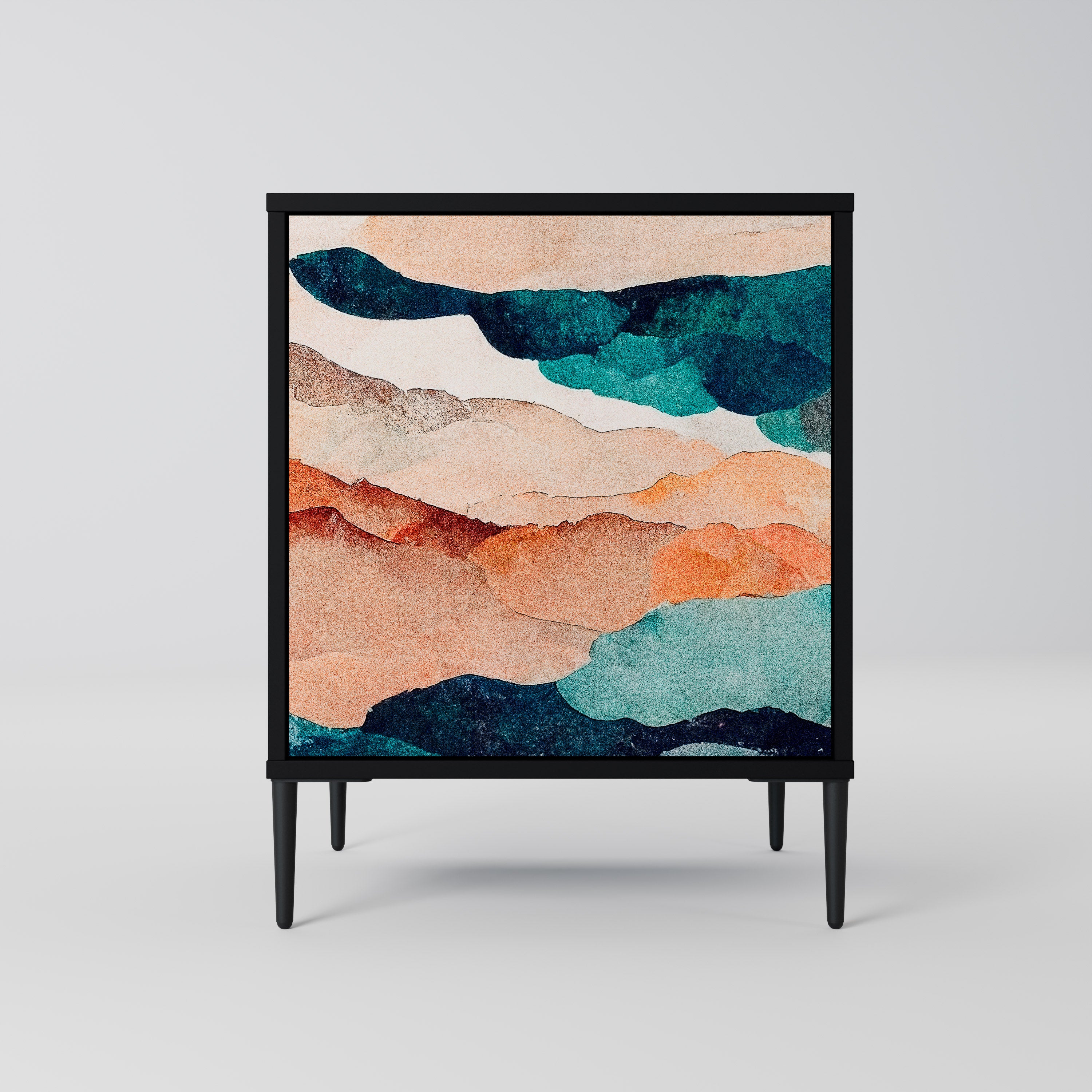 ABSTRACT LANDSCAPE Sideboard mit 1 Tür in Schwarz