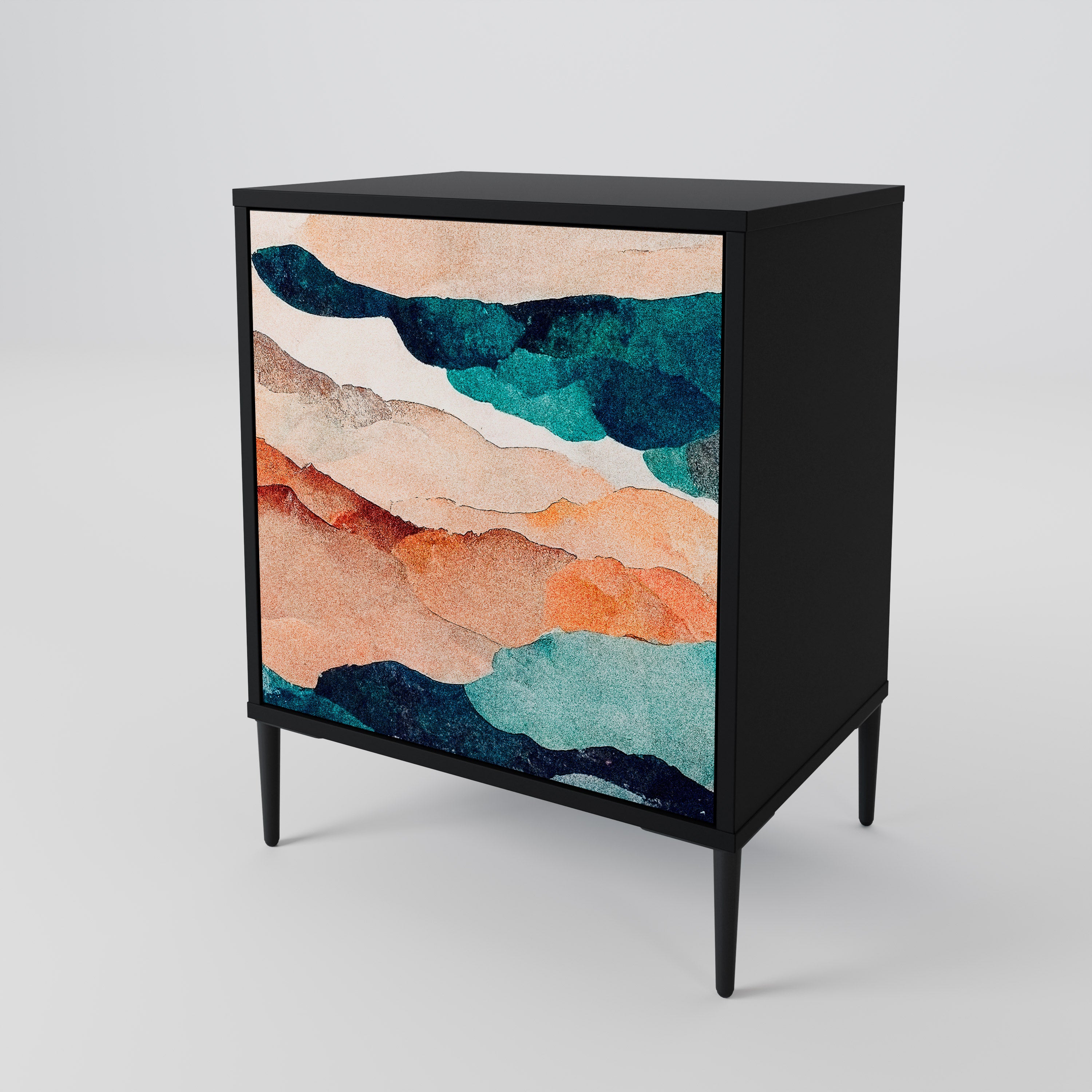 ABSTRACT LANDSCAPE Sideboard mit 1 Tür in Schwarz