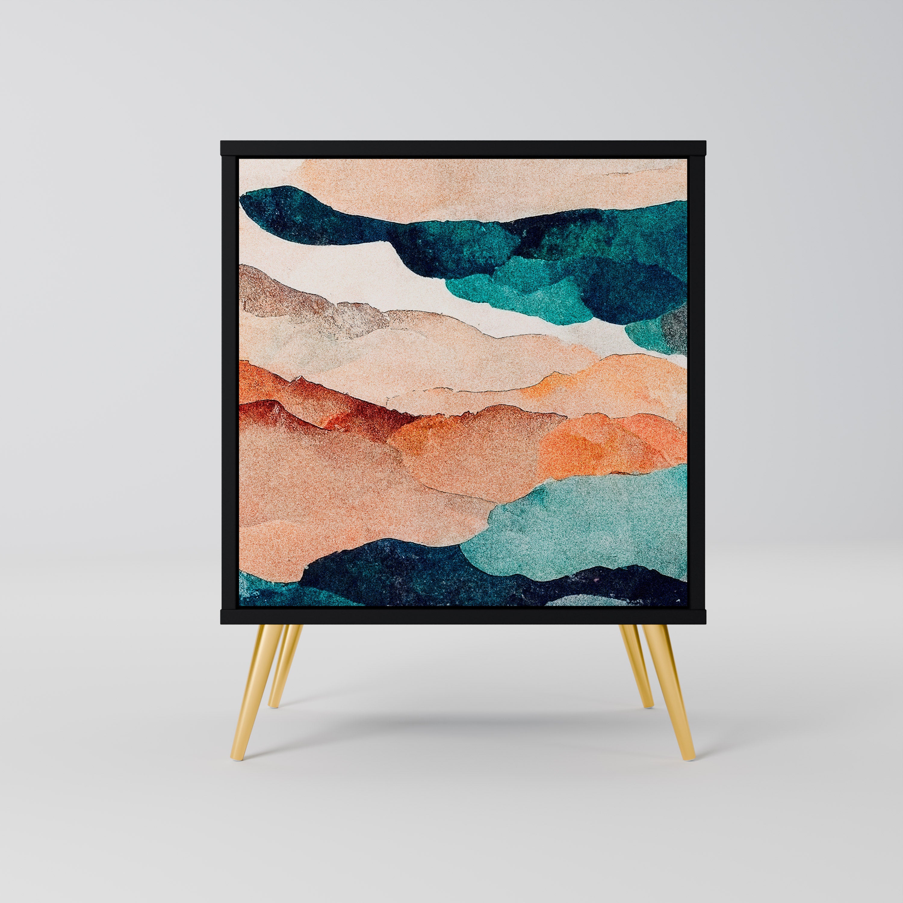 ABSTRACT LANDSCAPE Sideboard mit 1 Tür in Schwarz