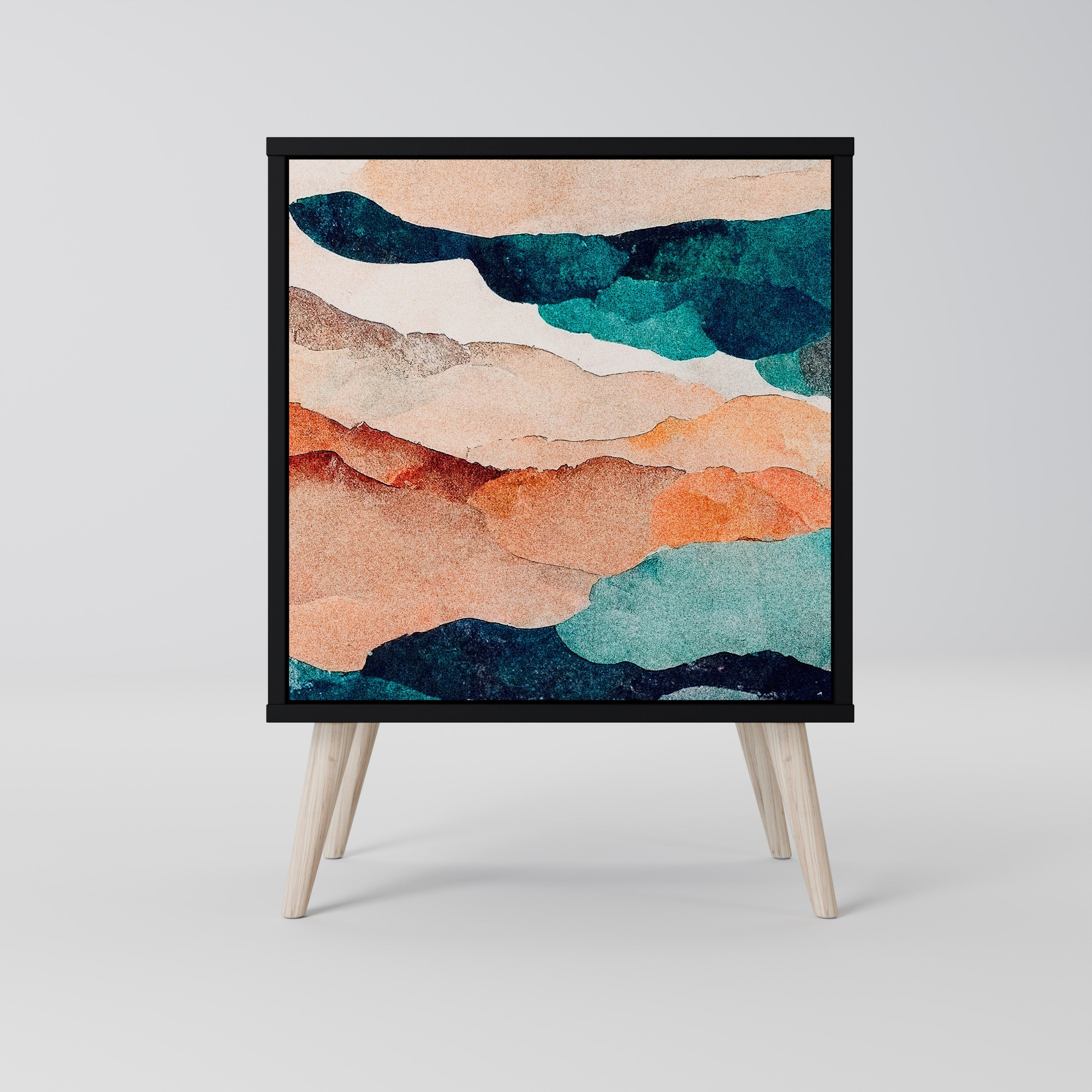 ABSTRACT LANDSCAPE Sideboard mit 1 Tür in Schwarz