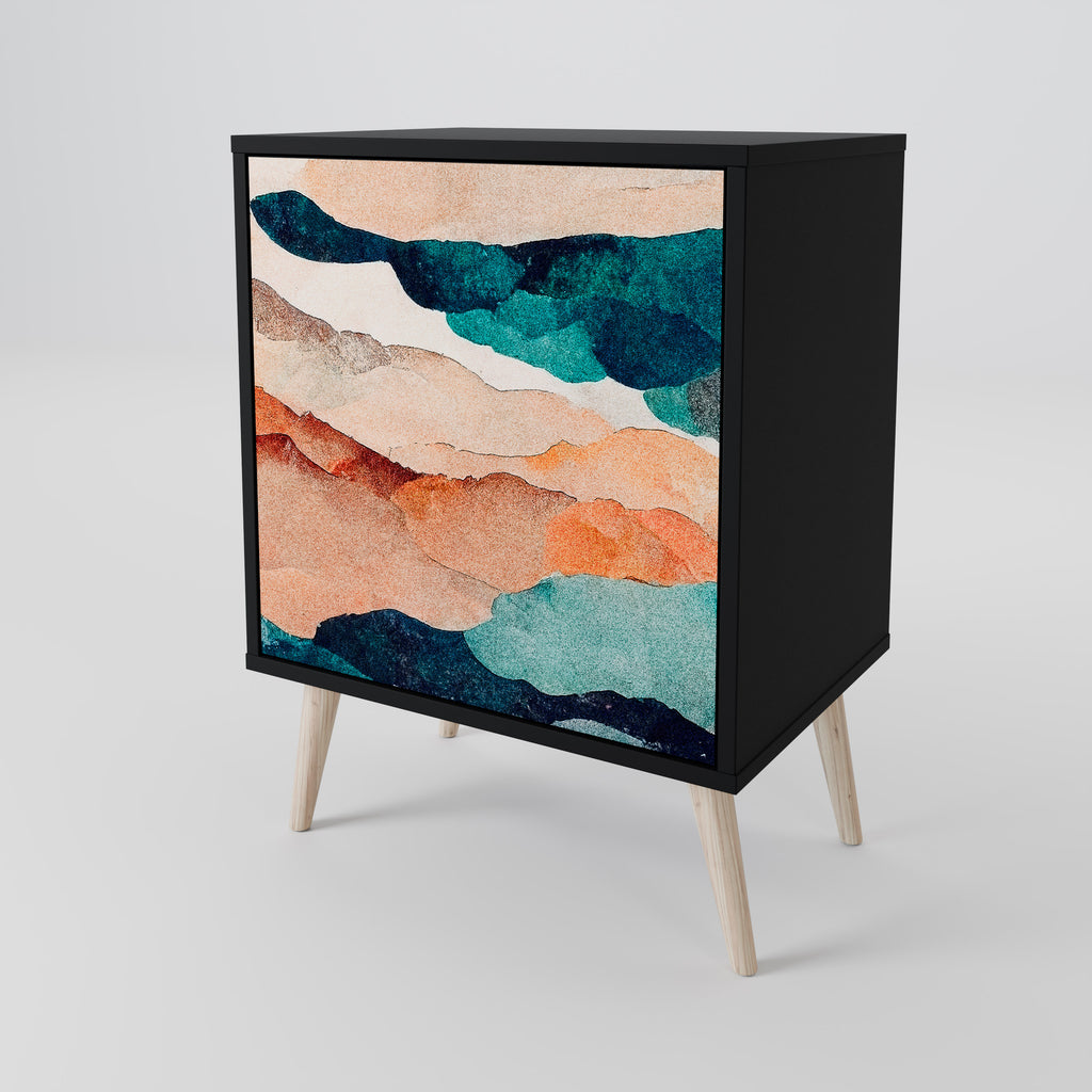 ABSTRACT LANDSCAPE Sideboard mit 1 Tür in Schwarz