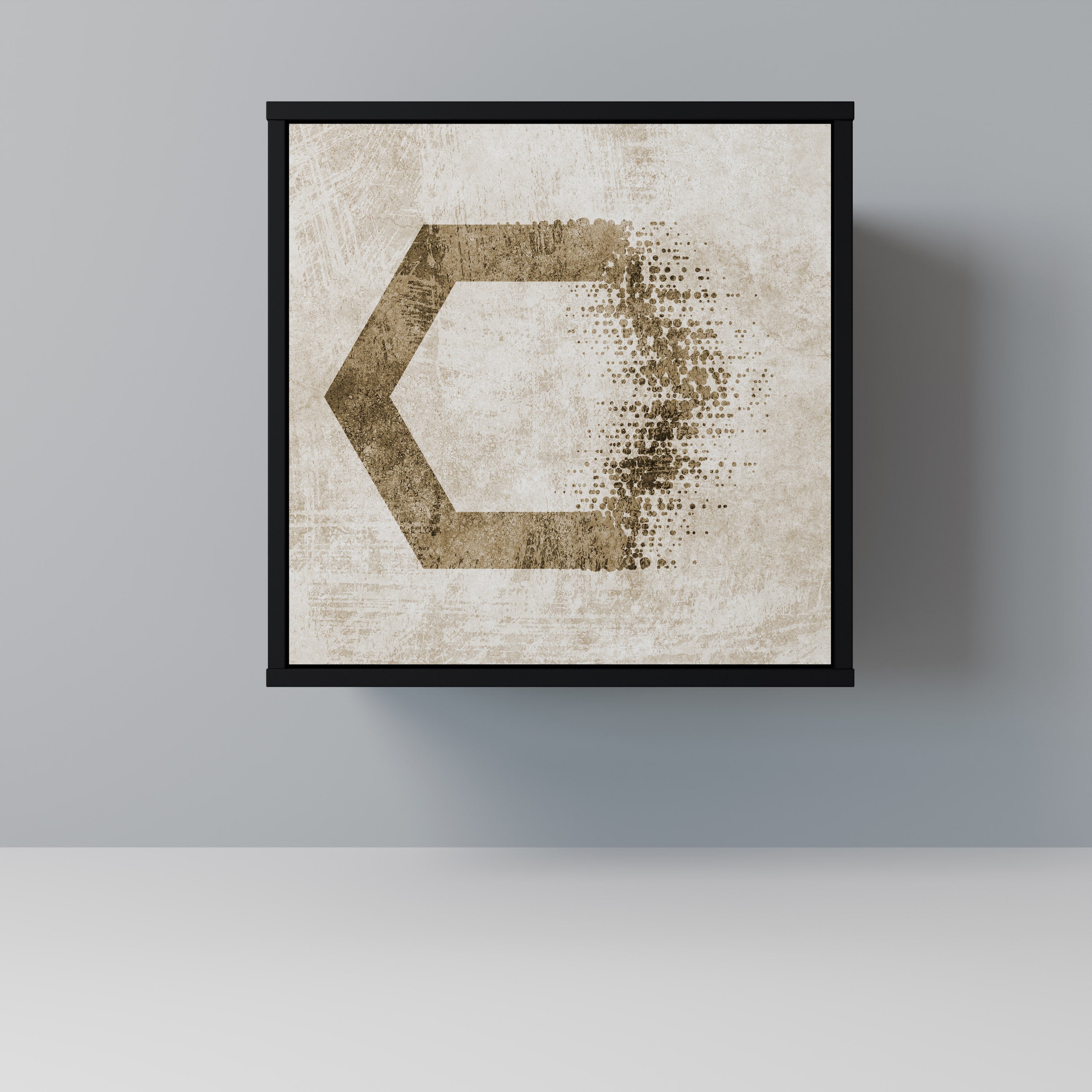 HEXAGONAL SHAPES 1-Door Sideboard in Black Finish