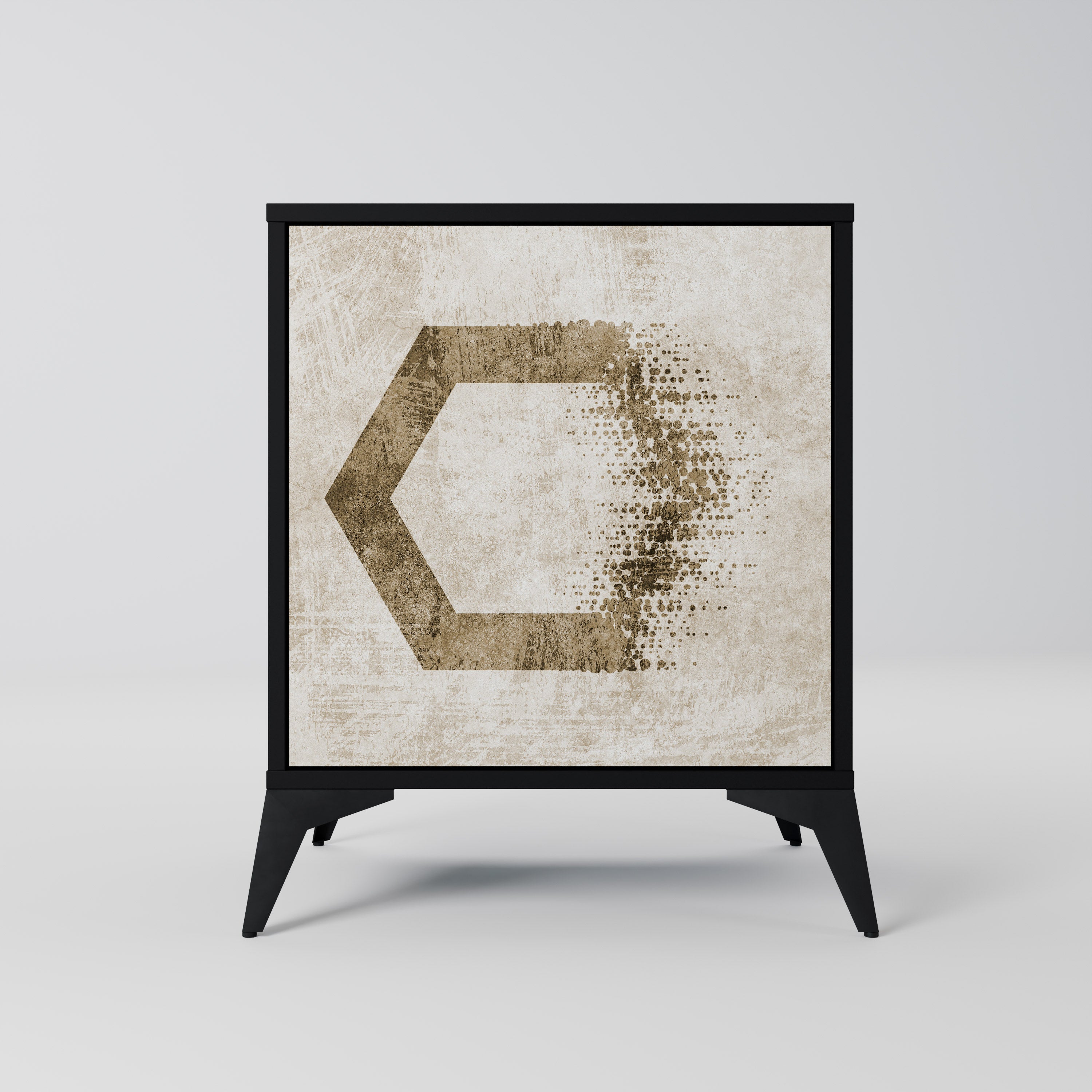 HEXAGONAL SHAPES 1-Door Sideboard in Black Finish