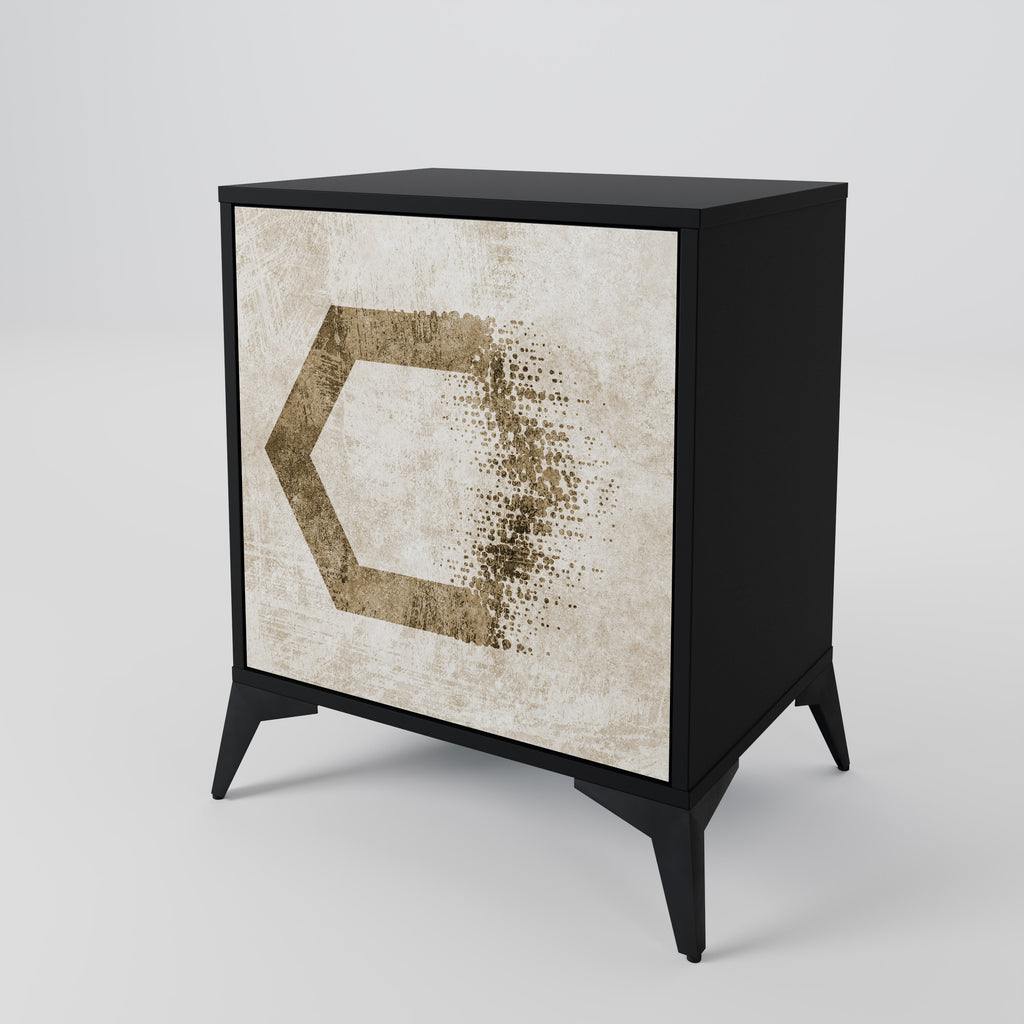 HEXAGONAL SHAPES 1-Door Sideboard in Black Finish
