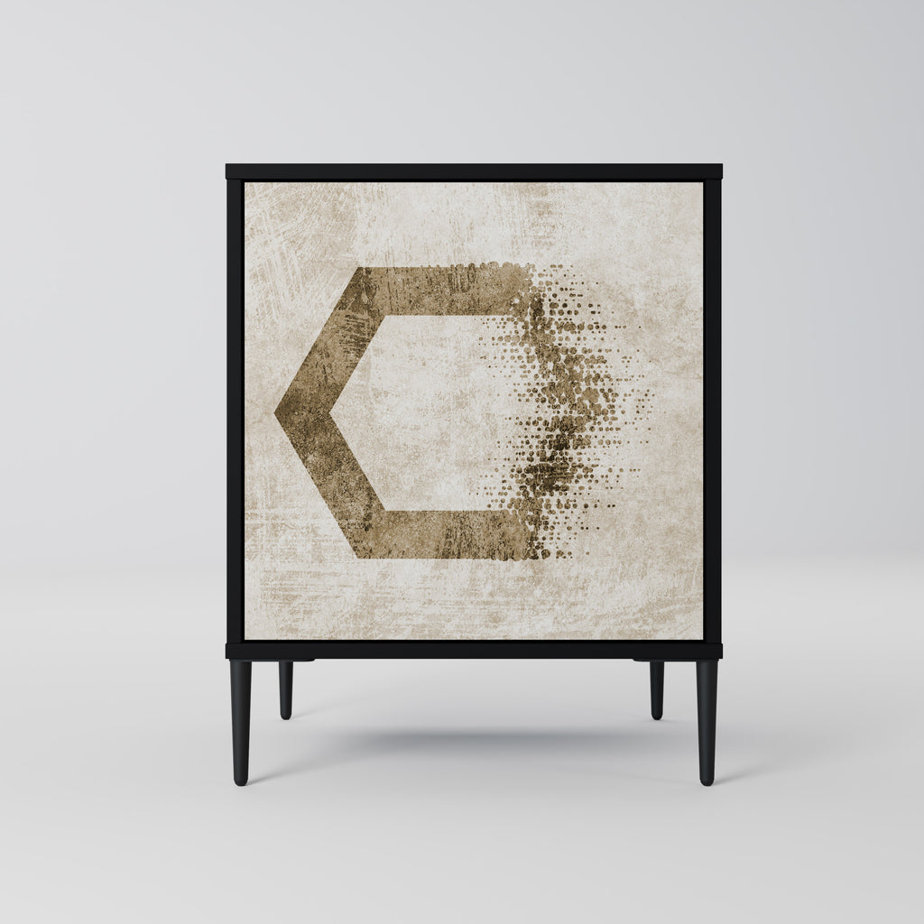 HEXAGONAL SHAPES 1-Door Sideboard in Black Finish