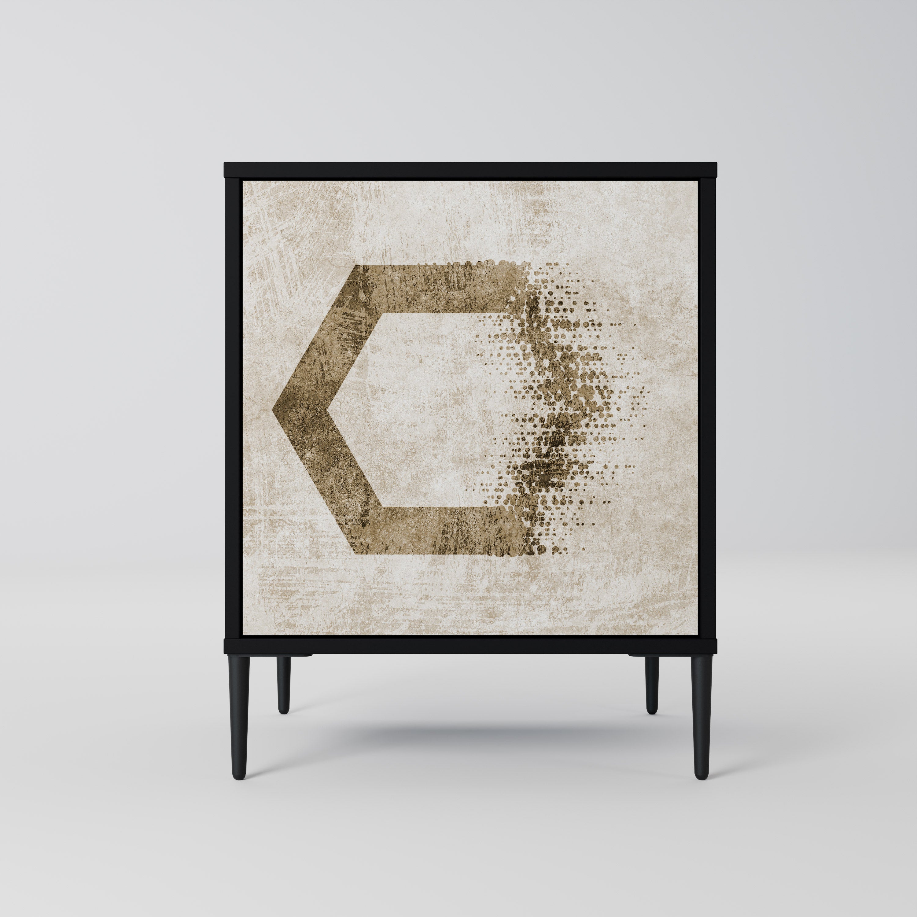 HEXAGONAL SHAPES 1-Door Sideboard in Black Finish