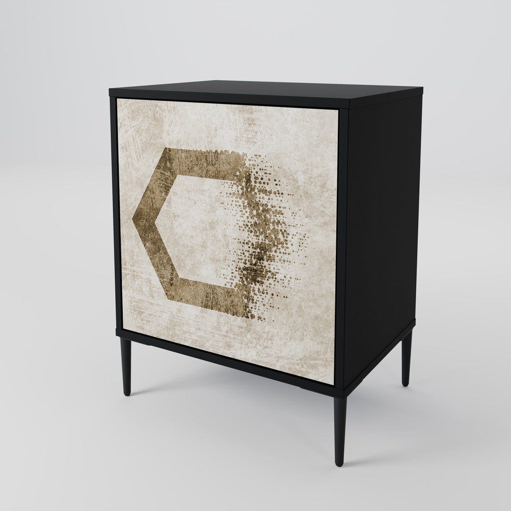 HEXAGONAL SHAPES 1-Door Sideboard in Black Finish