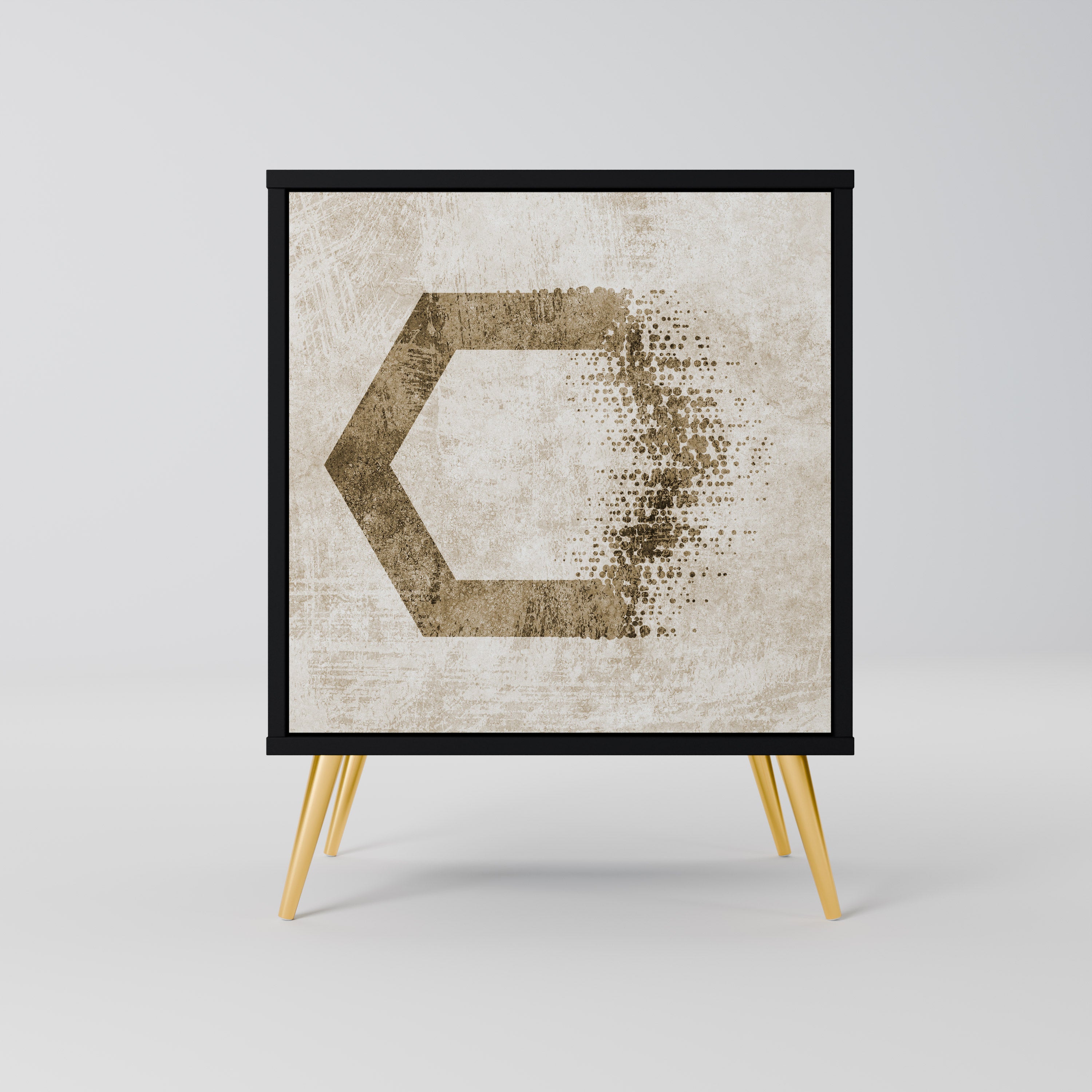 HEXAGONAL SHAPES 1-Door Sideboard in Black Finish