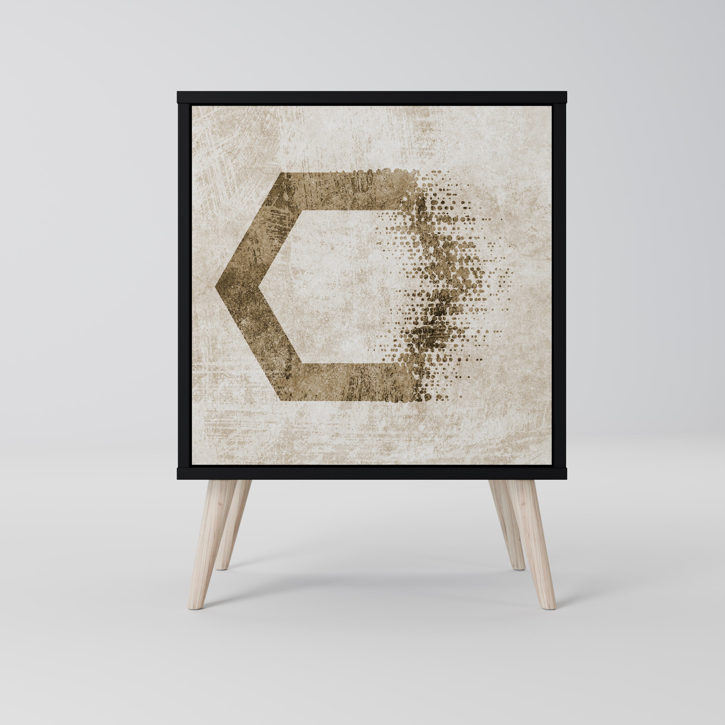 HEXAGONAL SHAPES 1-Door Sideboard in Black Finish