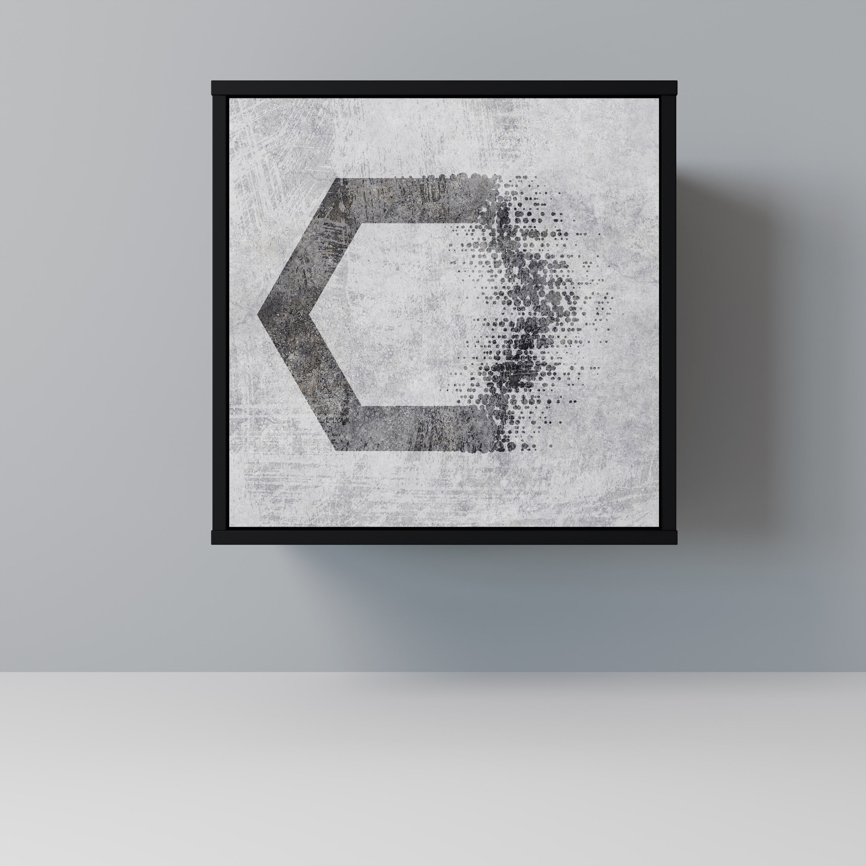 HEXAGONAL FIGURES 1-Door Sideboard in Black Finish