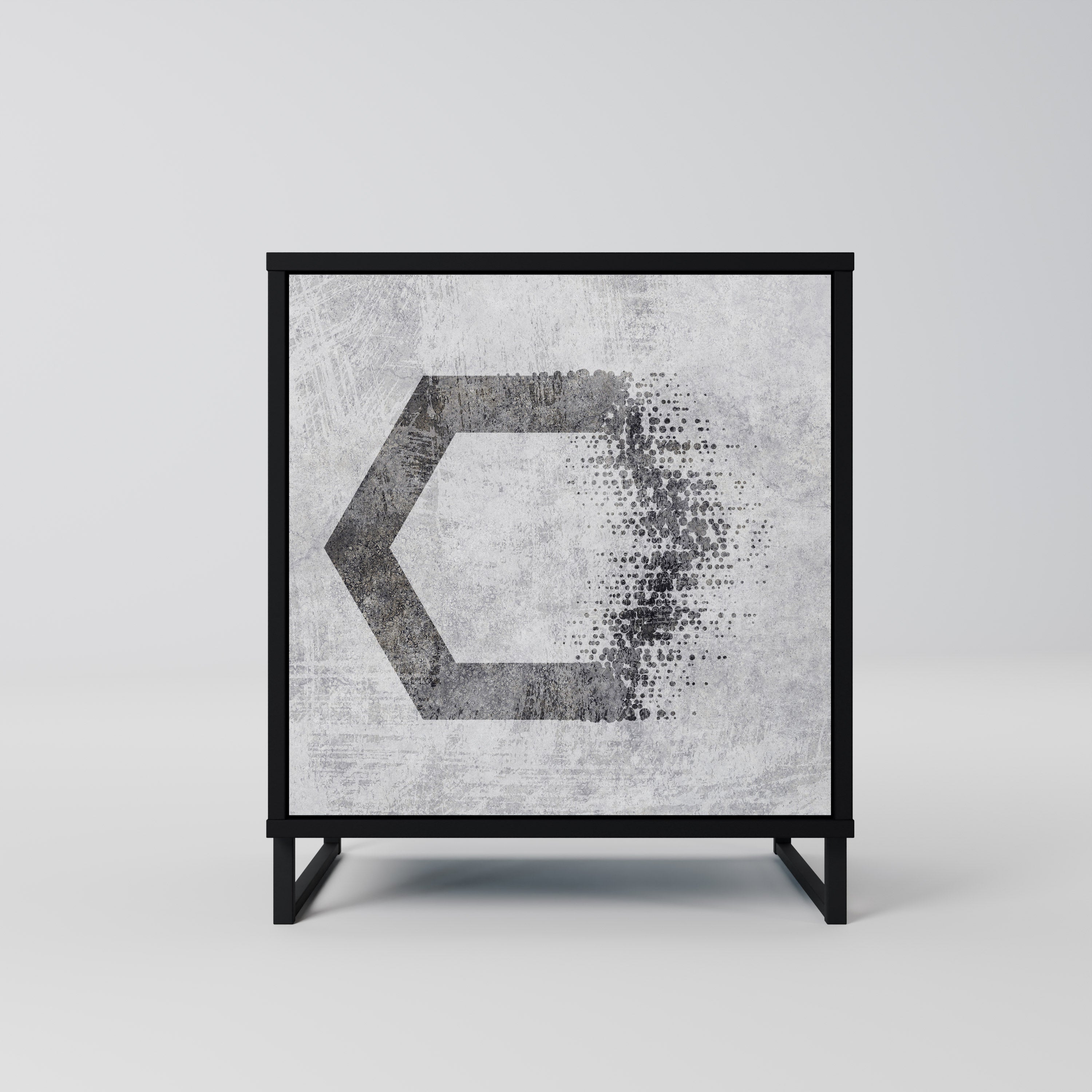 HEXAGONAL FIGURES 1-Door Sideboard in Black Finish