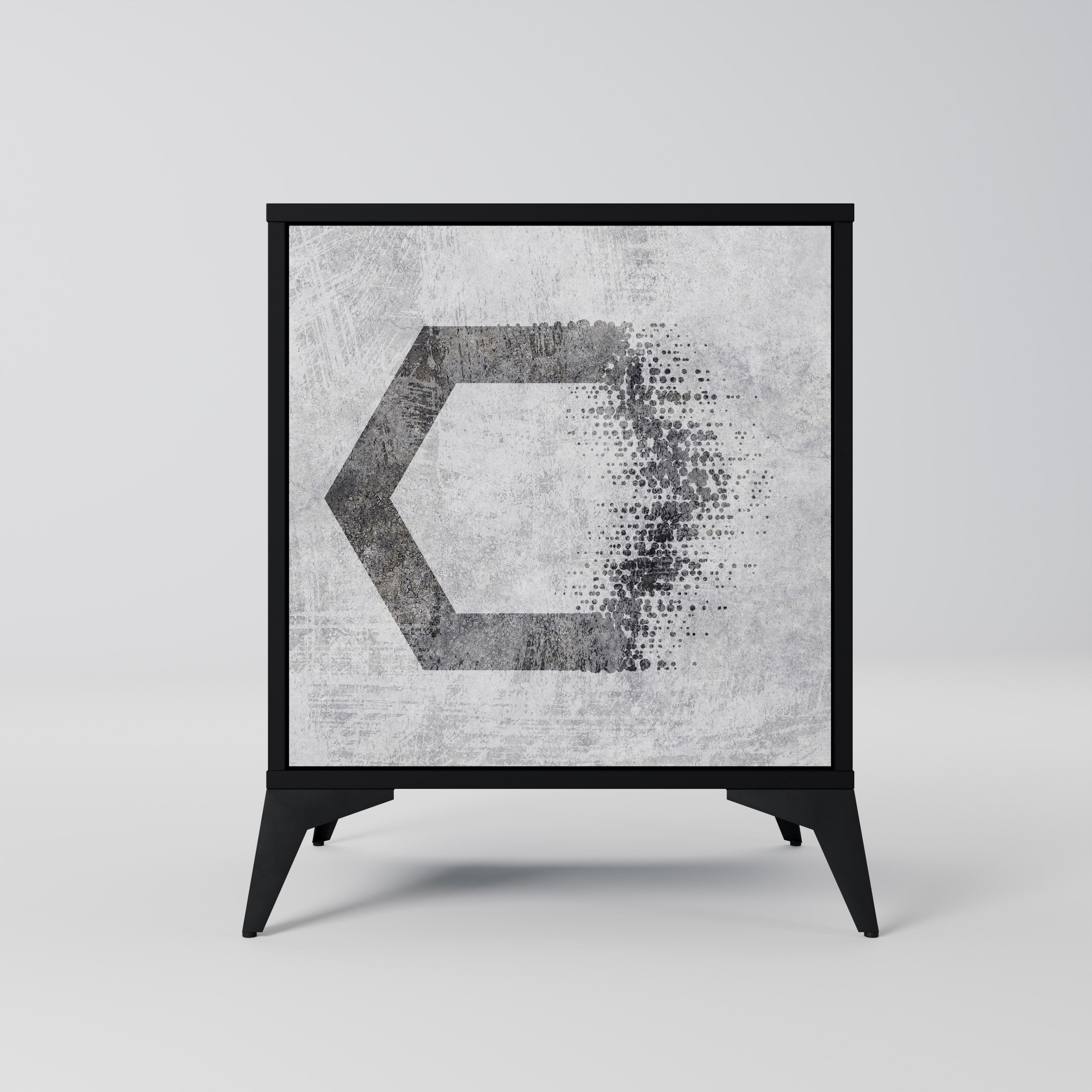 HEXAGONAL FIGURES 1-Door Sideboard in Black Finish