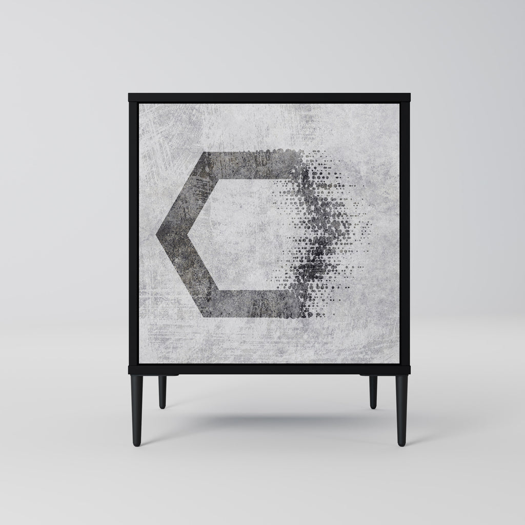 HEXAGONAL FIGURES 1-Door Sideboard in Black Finish