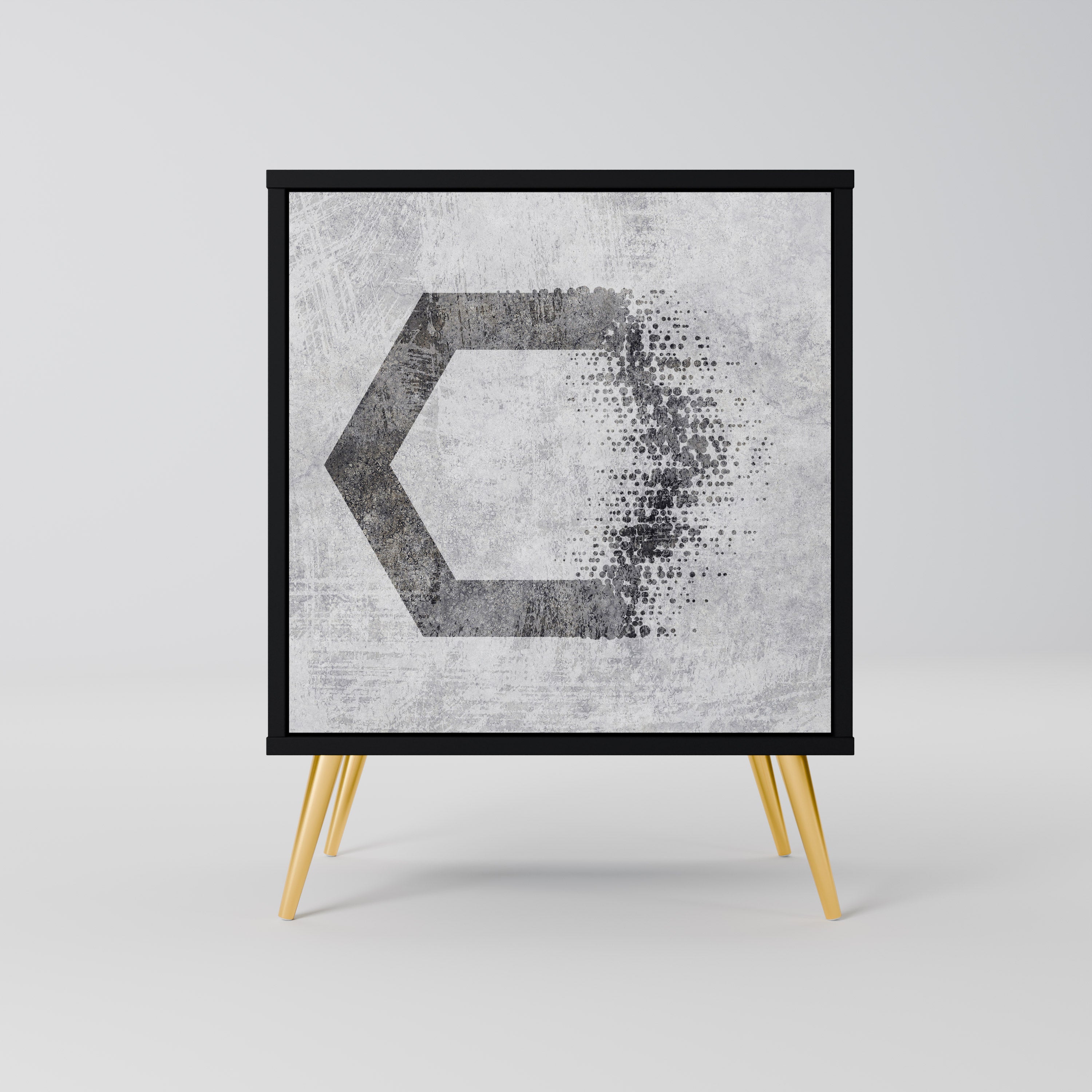 HEXAGONAL FIGURES 1-Door Sideboard in Black Finish