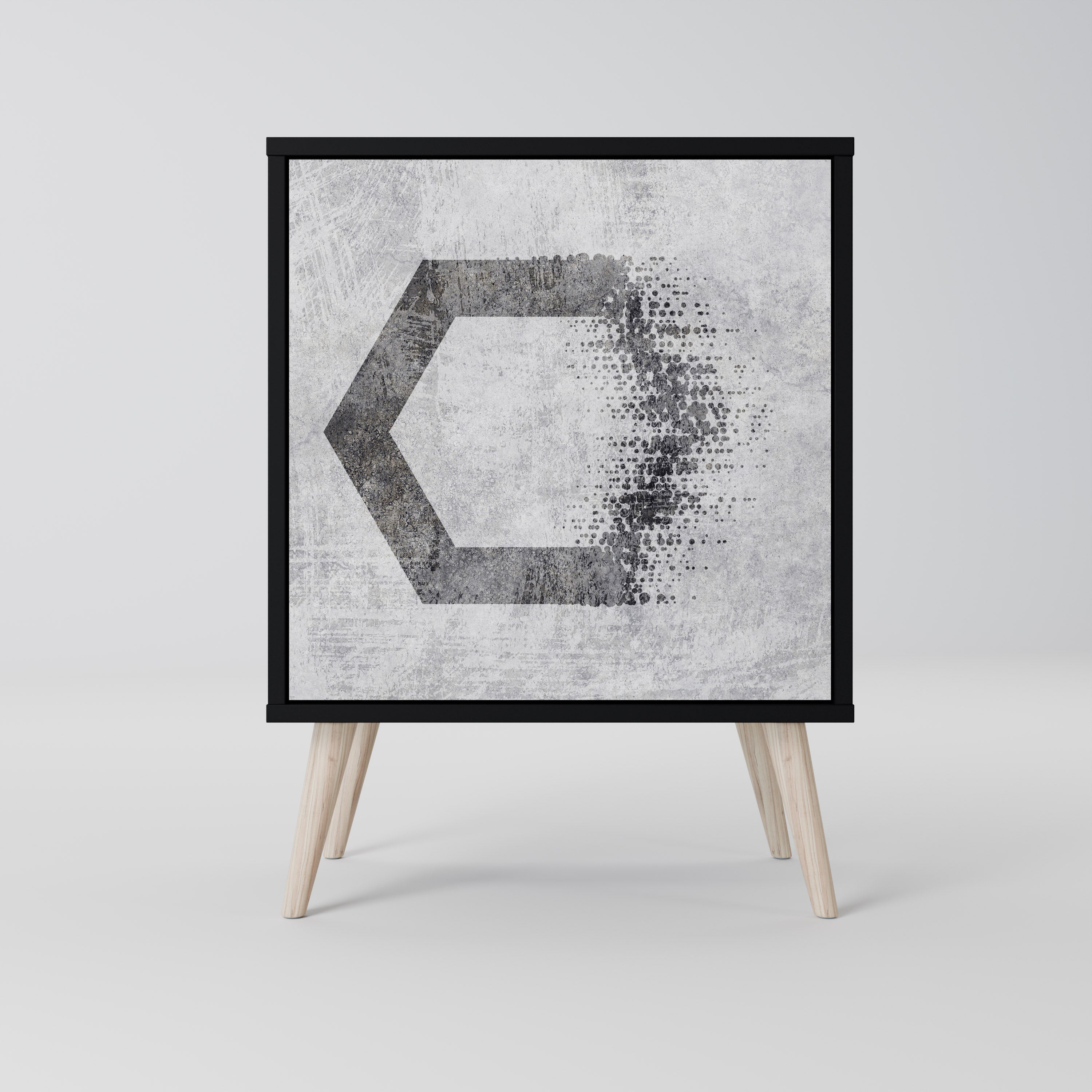 HEXAGONAL FIGURES 1-Door Sideboard in Black Finish