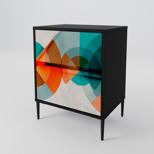 CIRCULAR RHAPSODY 1-Door Sideboard in Black Finish