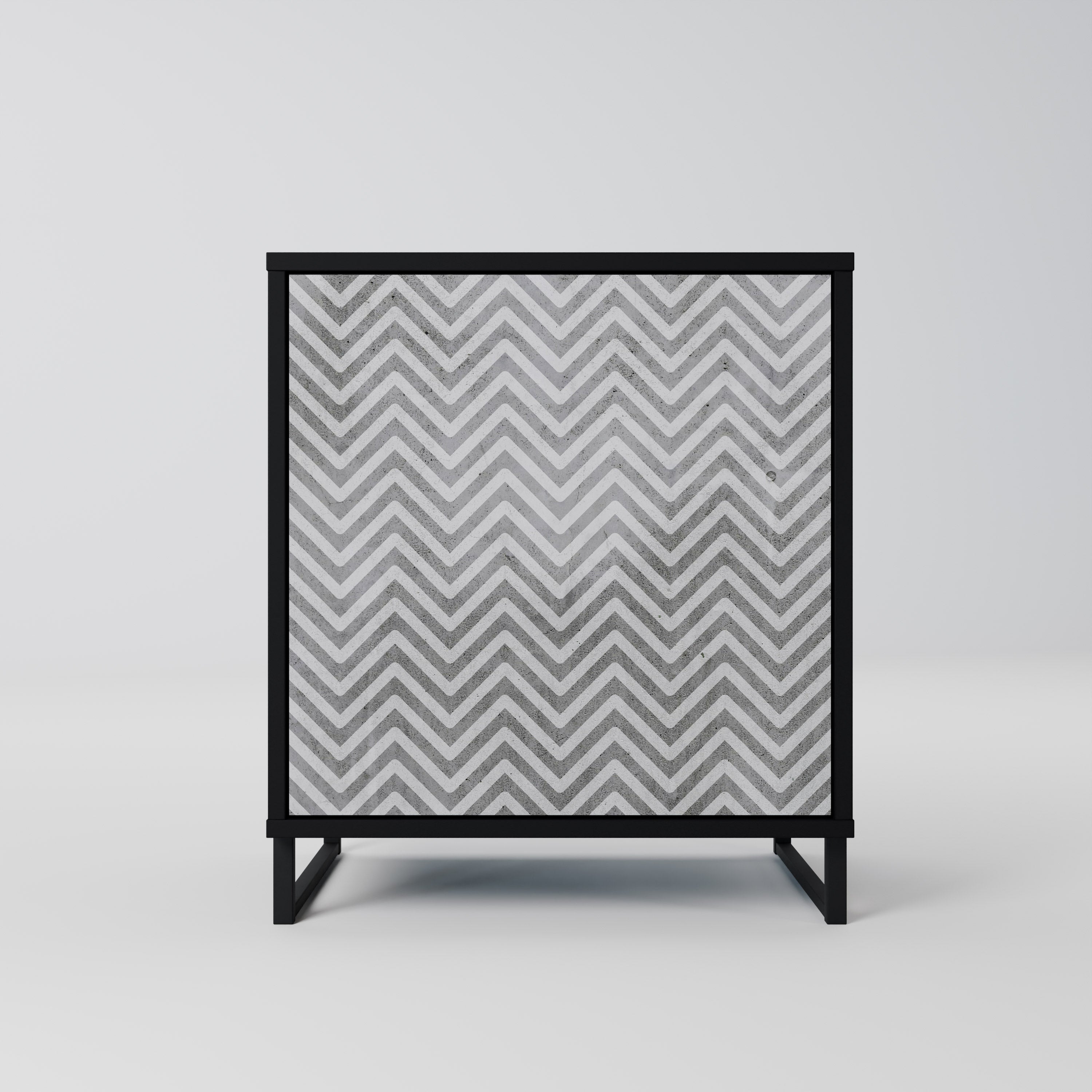 CONCRETE ZIG ZAG Sideboard mit 1 Tür in Schwarz