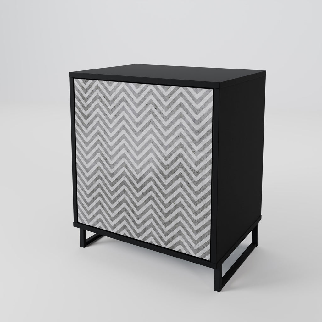 CONCRETE ZIG ZAG Sideboard mit 1 Tür in Schwarz