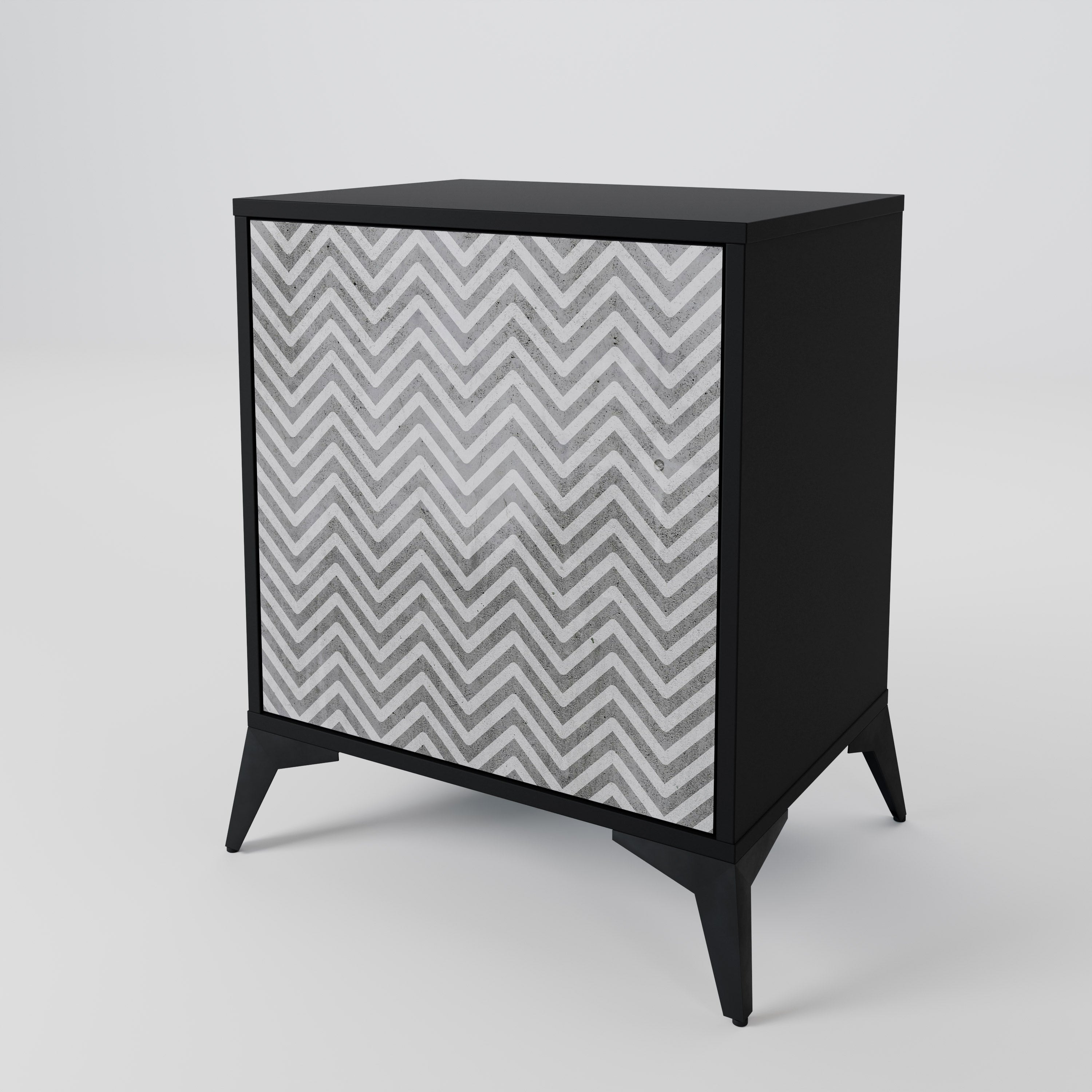 CONCRETE ZIG ZAG Sideboard mit 1 Tür in Schwarz