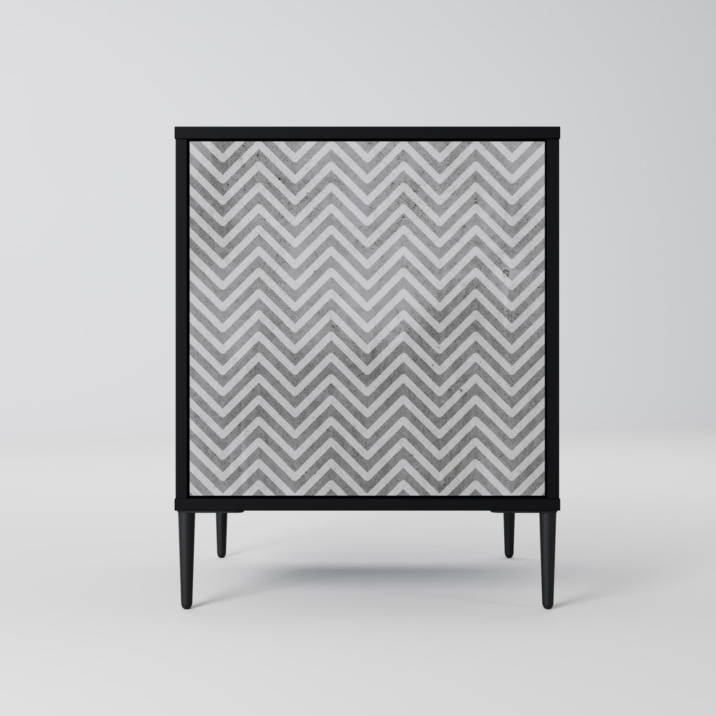 CONCRETE ZIG ZAG Sideboard mit 1 Tür in Schwarz