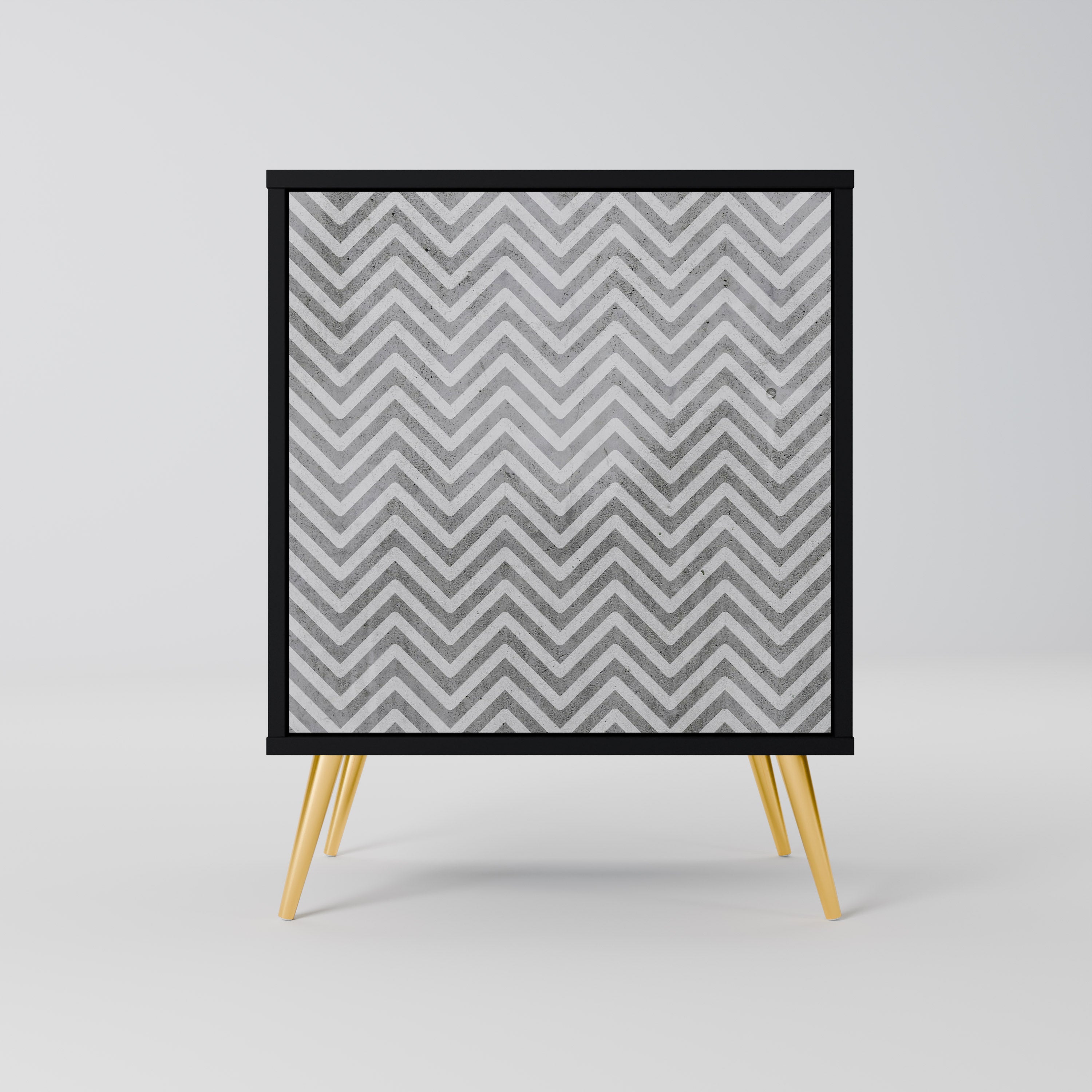 CONCRETE ZIG ZAG Sideboard mit 1 Tür in Schwarz