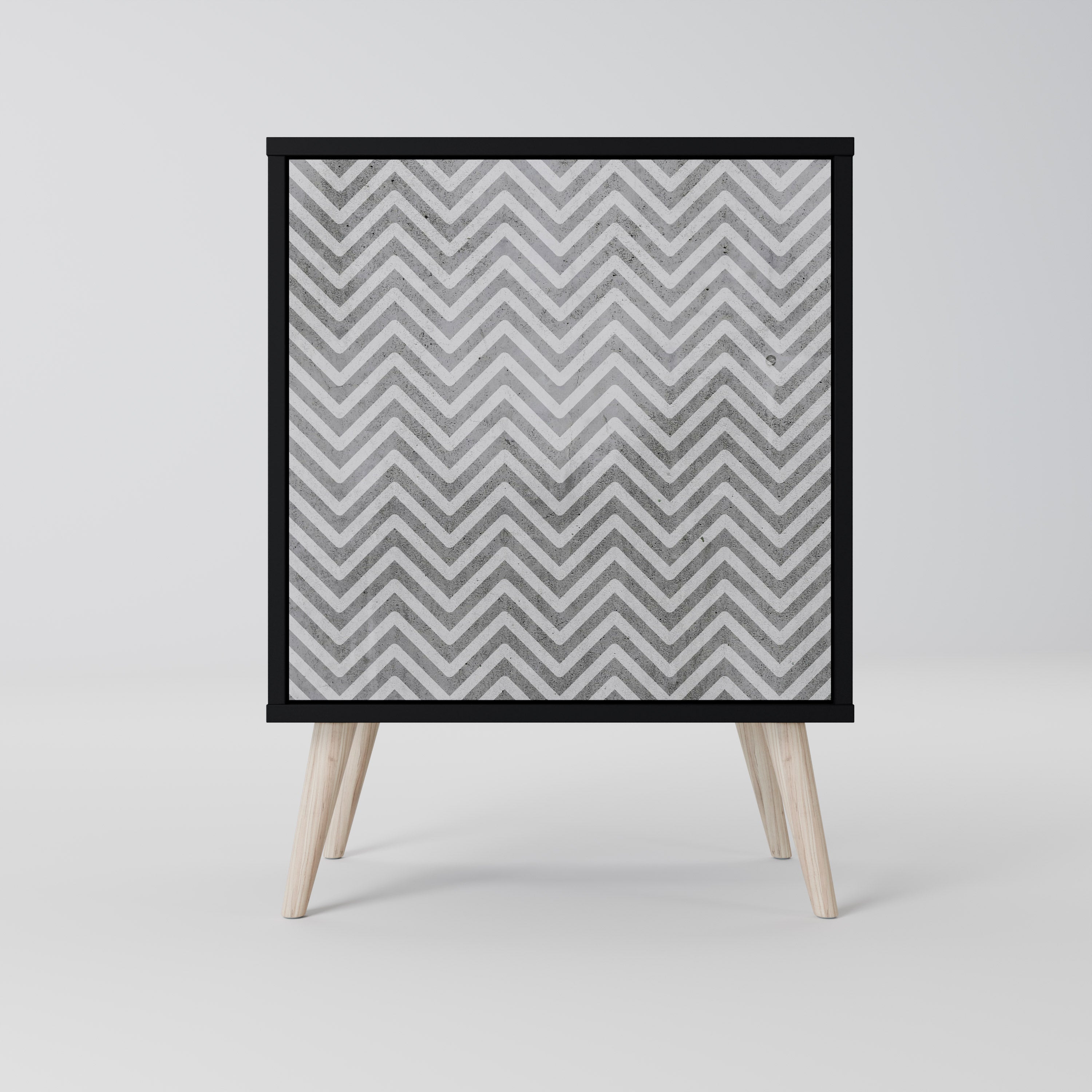CONCRETE ZIG ZAG Sideboard mit 1 Tür in Schwarz