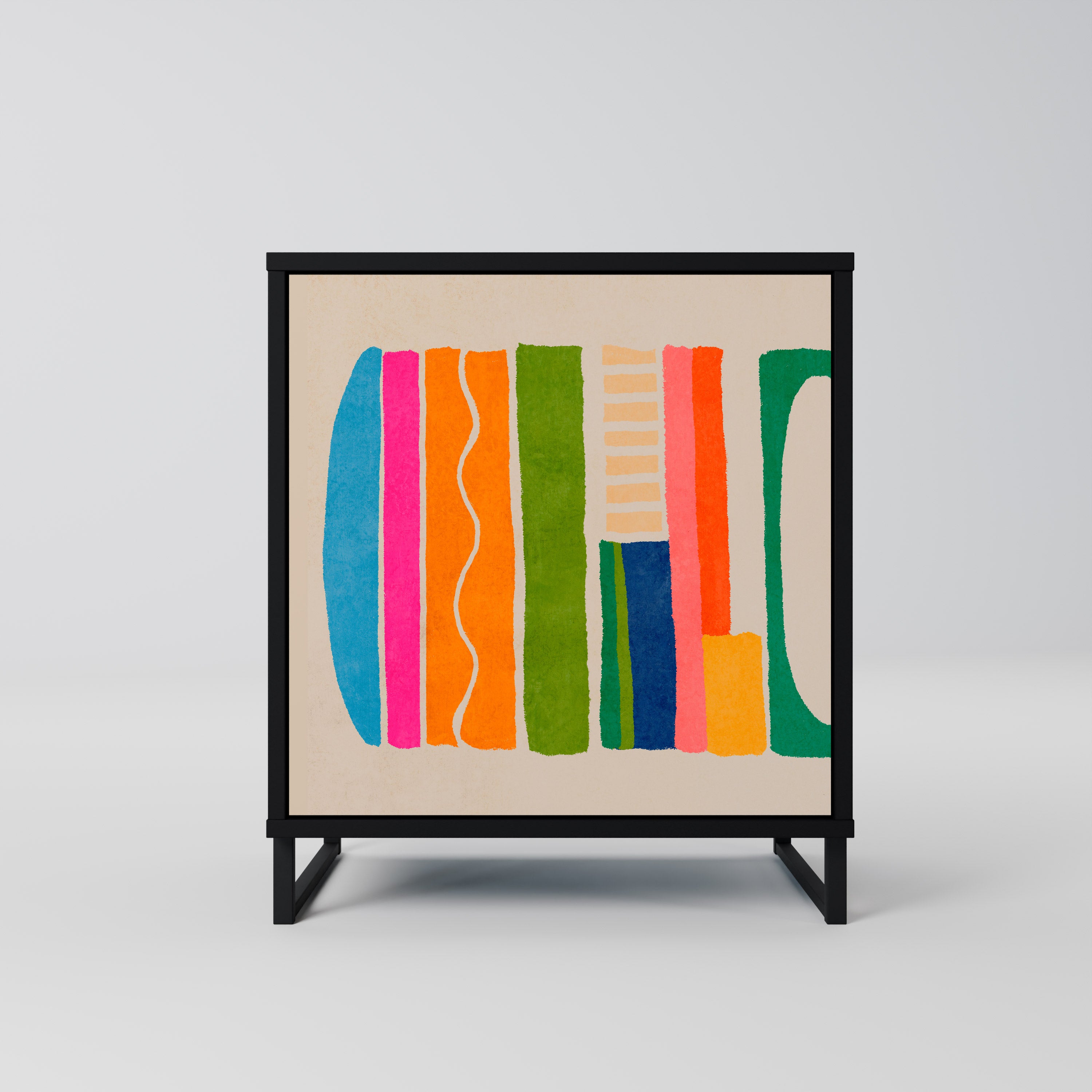 GEOMETRIC SHINE Sideboard mit 1 Tür in Schwarz