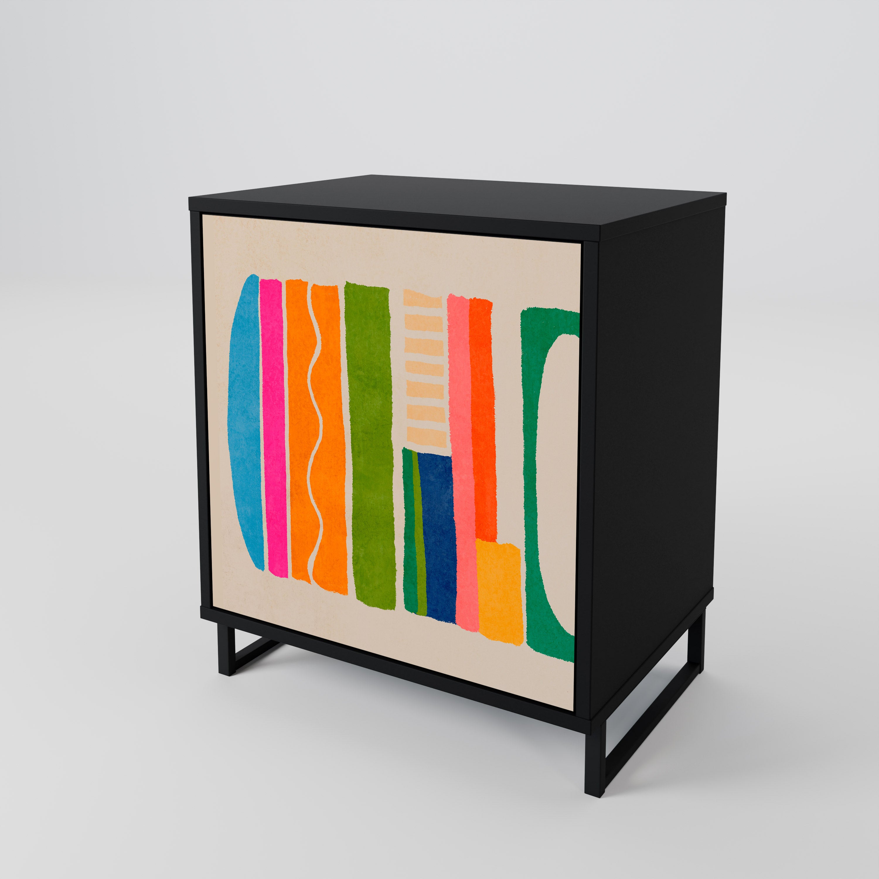 GEOMETRIC SHINE Sideboard mit 1 Tür in Schwarz