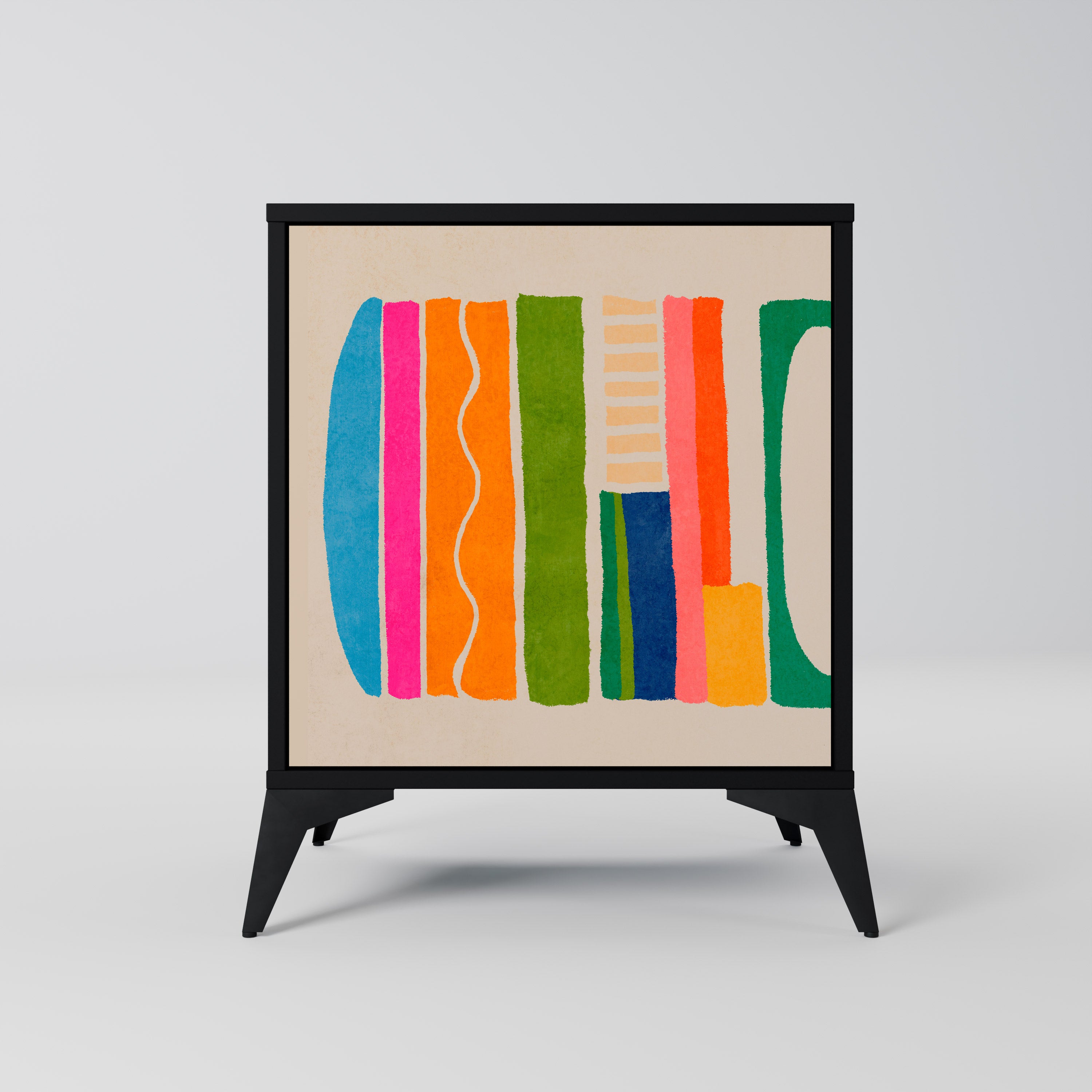 GEOMETRIC SHINE Sideboard mit 1 Tür in Schwarz