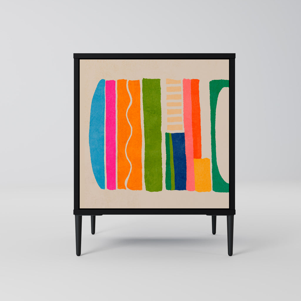 GEOMETRIC SHINE Sideboard mit 1 Tür in Schwarz