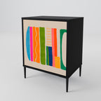 GEOMETRIC SHINE Sideboard mit 1 Tür in Schwarz