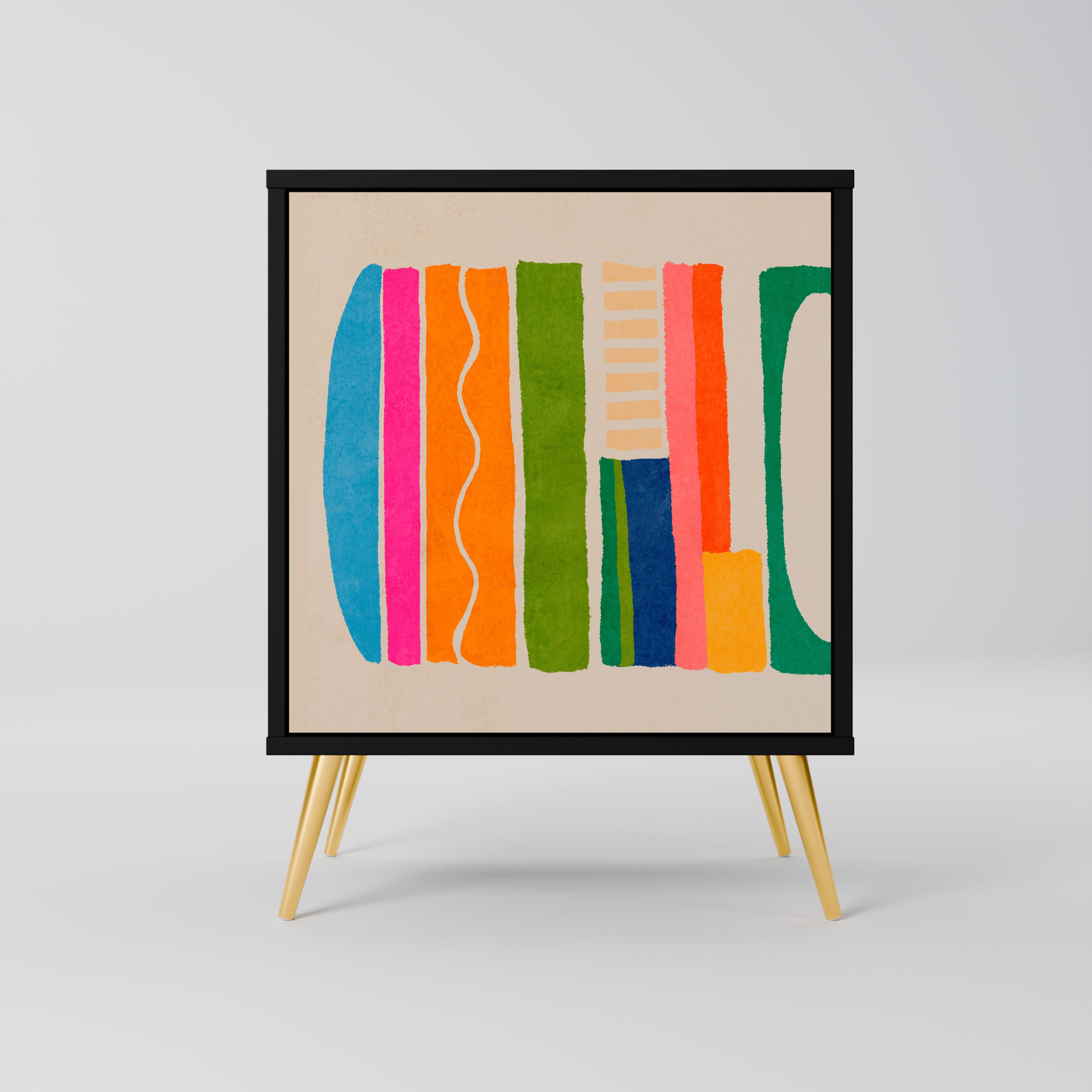 GEOMETRIC SHINE Sideboard mit 1 Tür in Schwarz