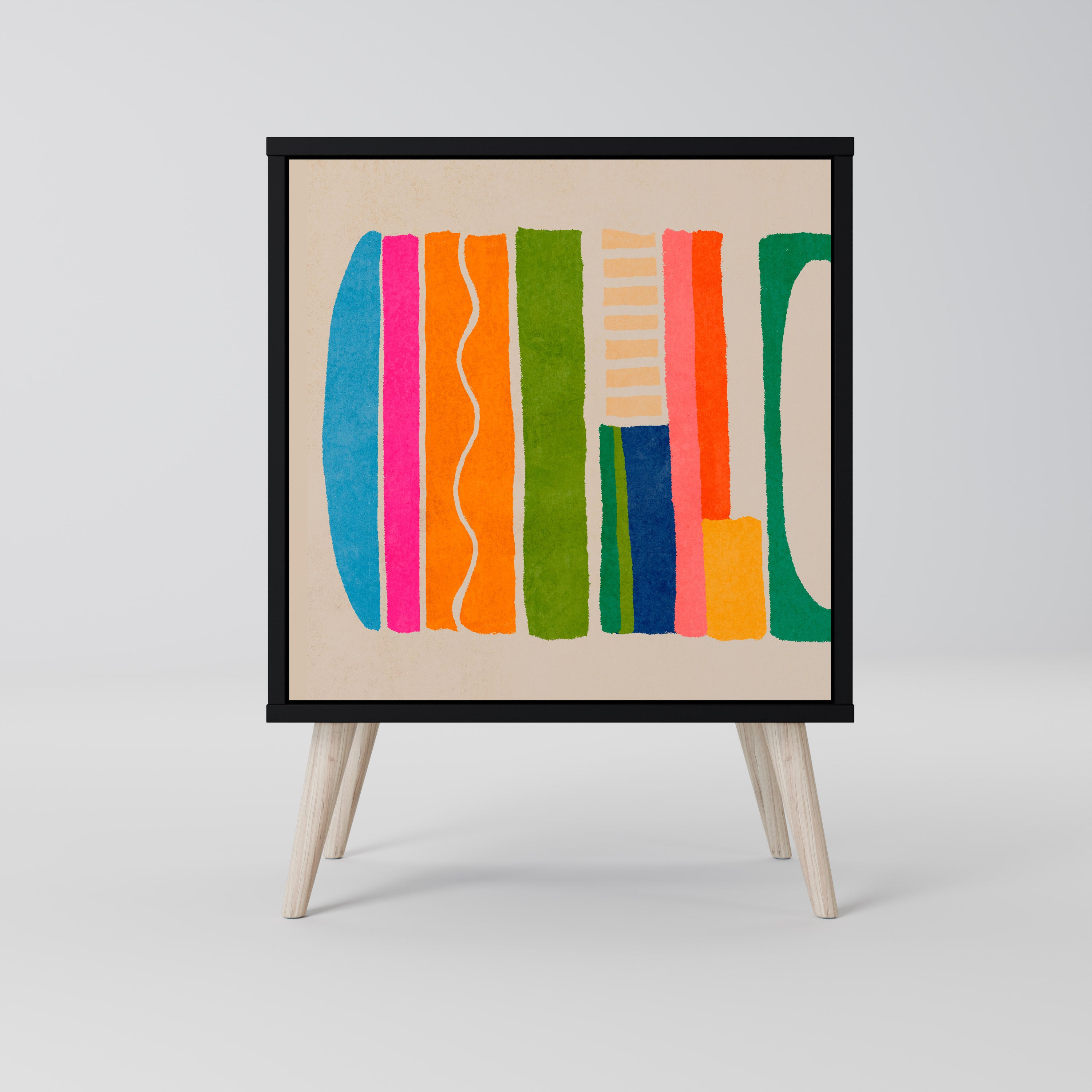 GEOMETRIC SHINE Sideboard mit 1 Tür in Schwarz